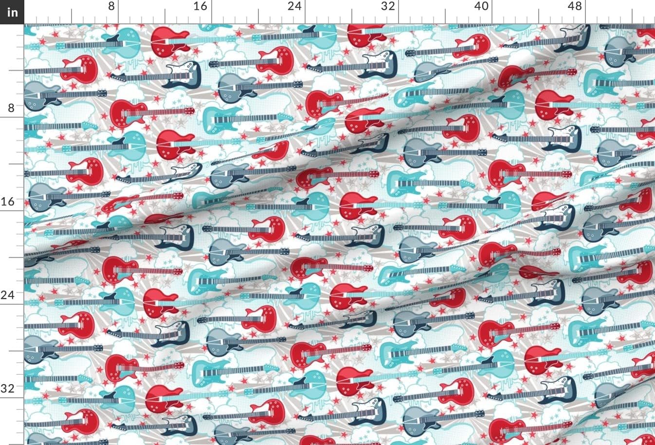 Spoonflower Fabric - Rock Roll Music Band Guitar Guitars Printed on Minky Fabric by The Yard - Sewing Baby Blankets Quilt Backing Plush