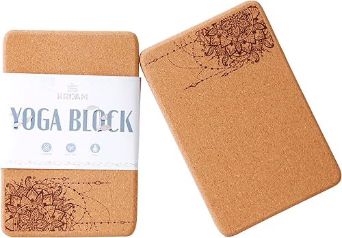 Cork Yoga Blocks, High Density Anti-slip Surface, 9'x6'x3' (2 pack1 pack) For Yoga, Pilates, Meditation, Stretching, General Fitness