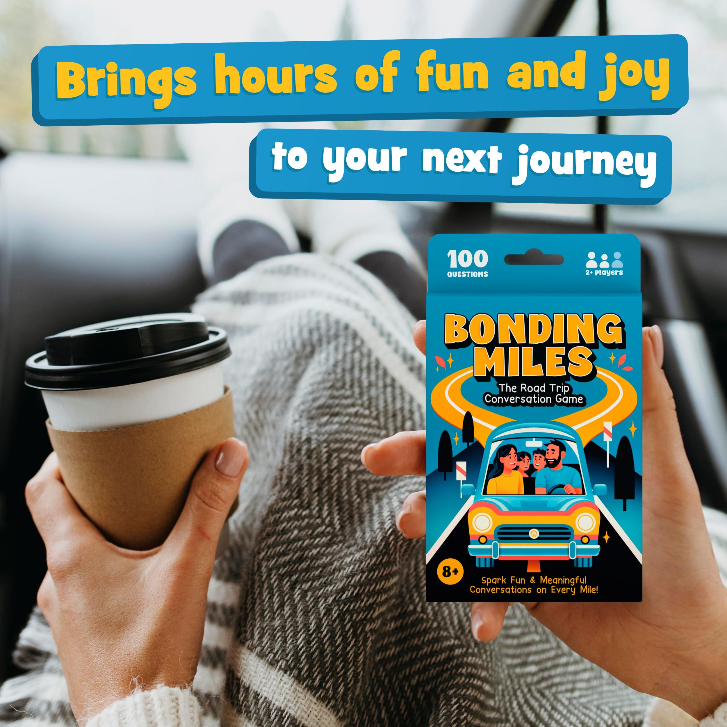 WELL BALANCED Bonding Miles - Juego de cartas de conversación de viaje por carretera para niños, adolescentes y adultos, juego de coche, artículos esenciales de viaje