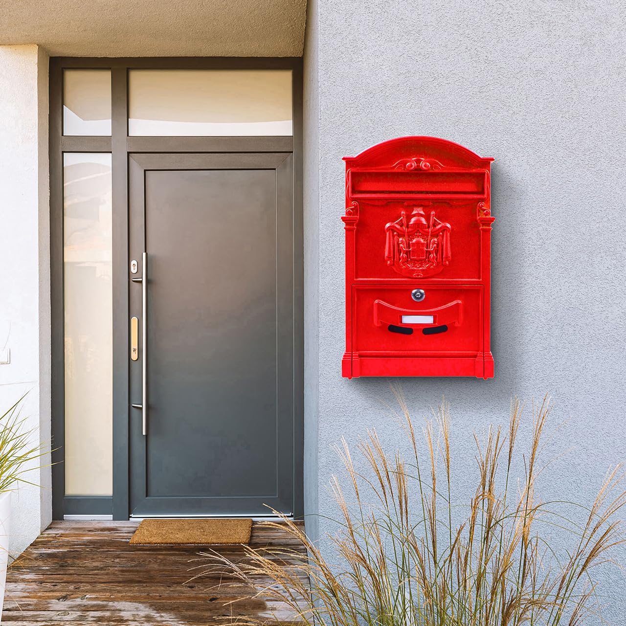 レターボックス 赤色 金属製 Amazon.co.jp: 赤い壁掛けロック可能なレターボックス - 耐候性亜鉛