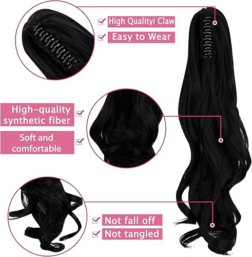 Miniatura 5 de Fut - Extensiones de pelo largo y lacio con broche, cola de caballo para mujer (21 pulgadas)