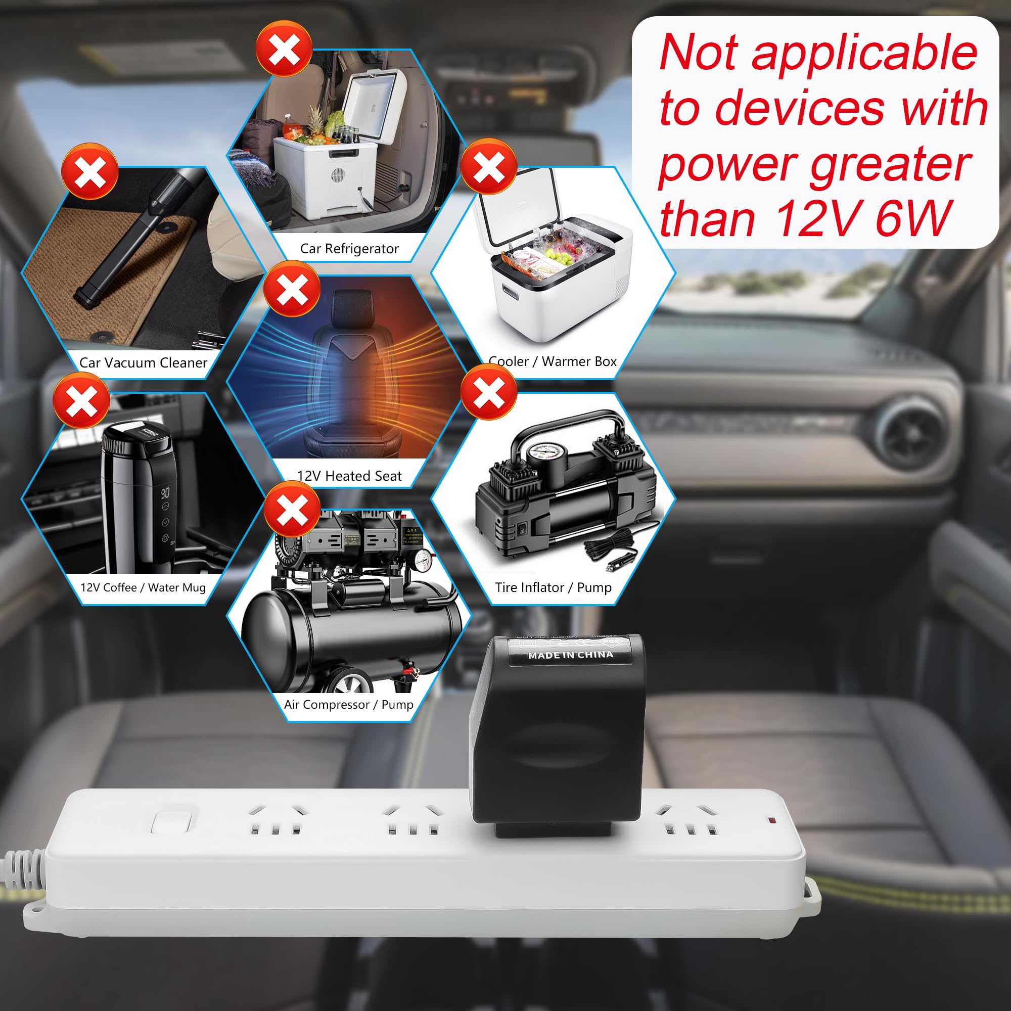 CERRXIAN 230V Naar 12V Sigarettenaansteker Adapter – 500mA, 6W, EU-stekker, Voor Lichte Auto-apparatuur