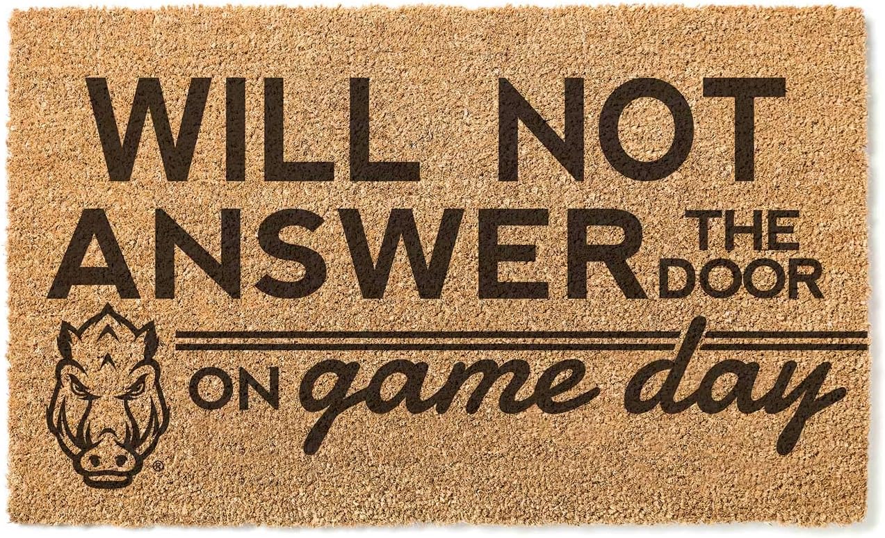 KH Sports Fan Arkansas Razorbacks Will Not Answer on Gameday Coir Doormat, 18x30 Inches, Razorbacks Outdoor Rug; Display Your Team Spirit with This Unique Arkansas Razorbacks Doormat