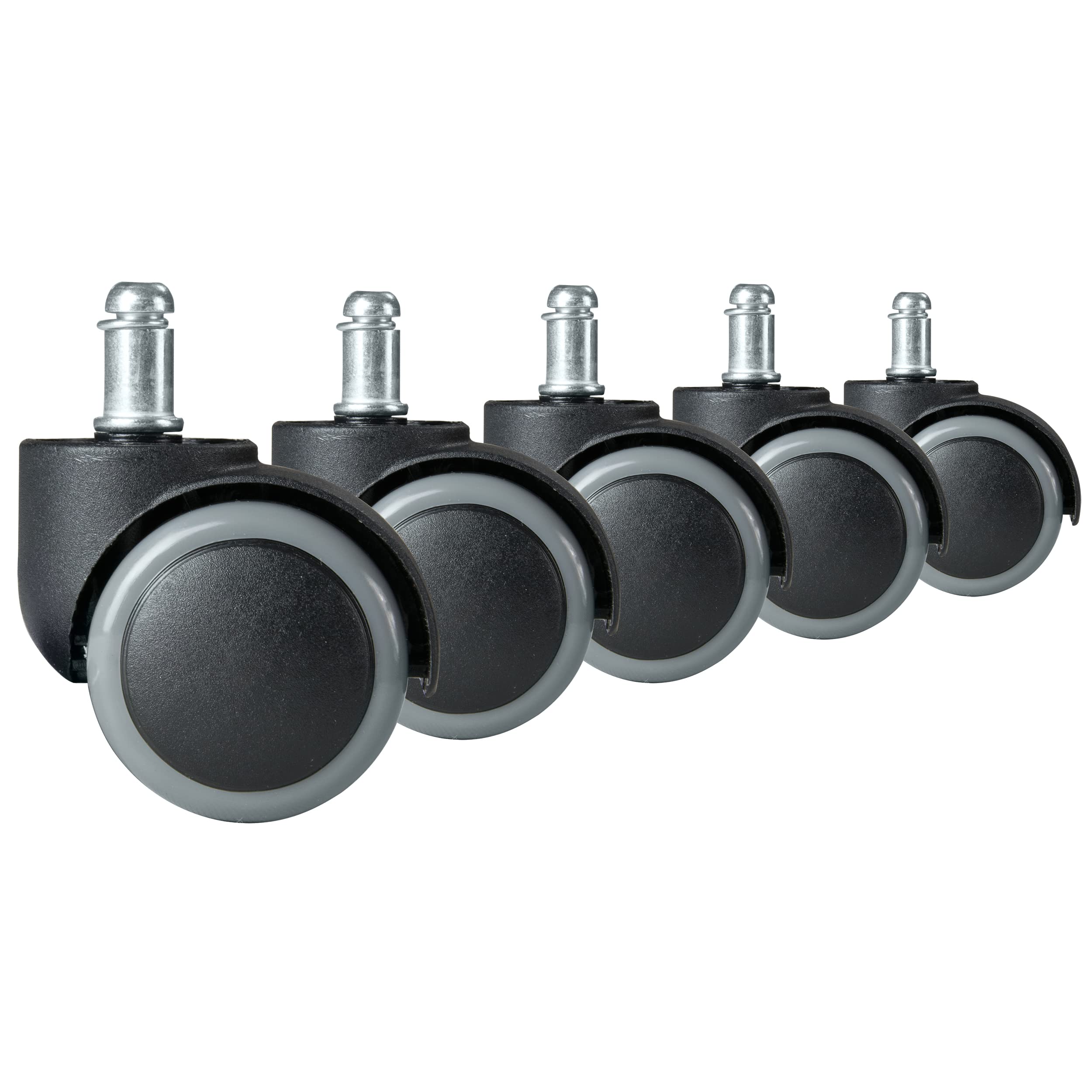 Set of 5 Grey Office Chair Casters Universal Furniture Rubber Casters