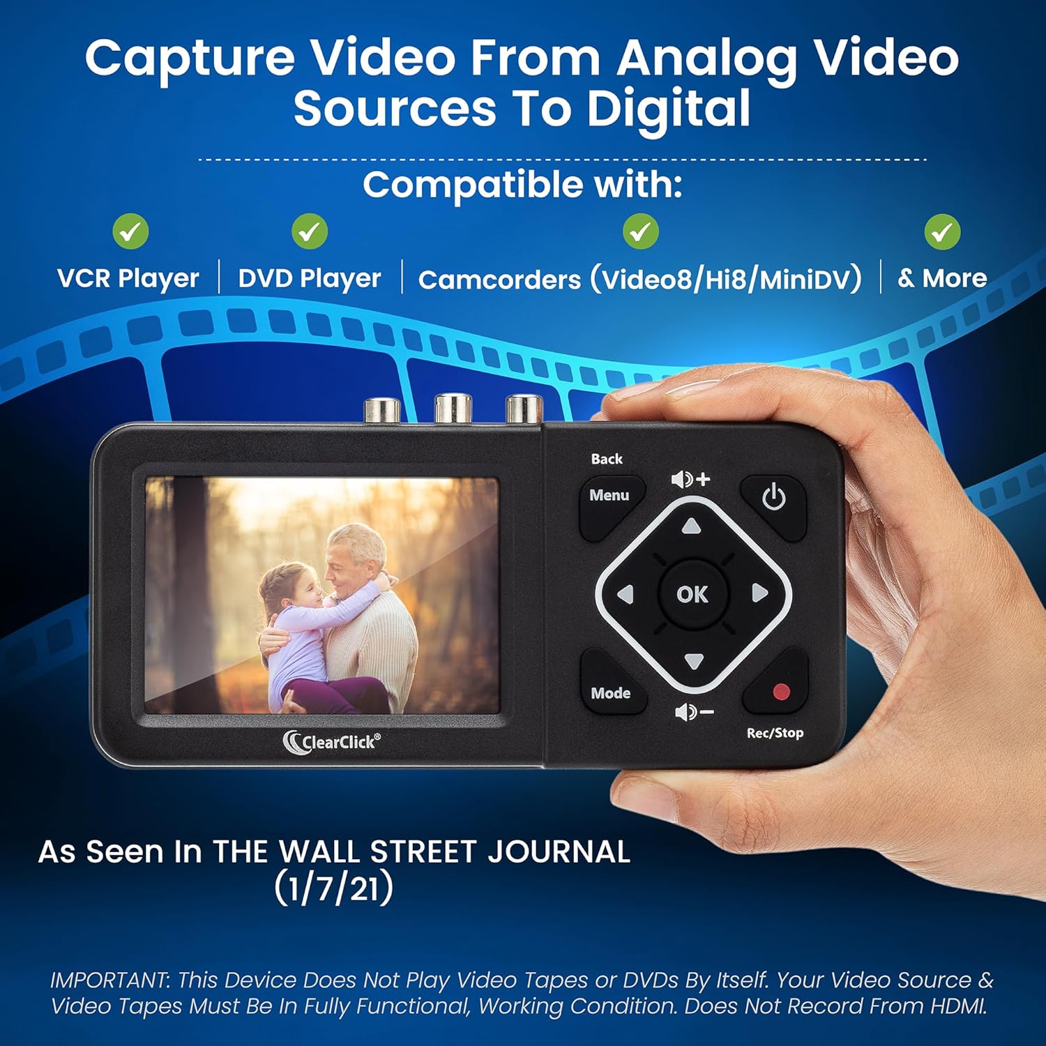 ClearClick Video to Digital Converter 2.0 (Second Generation) - Record Video from VCR's, VHS Tapes, AV, RCA, Hi8, Camcorder, DVD, Gaming Systems [Requires Working VCR/Camcorder & Tapes]