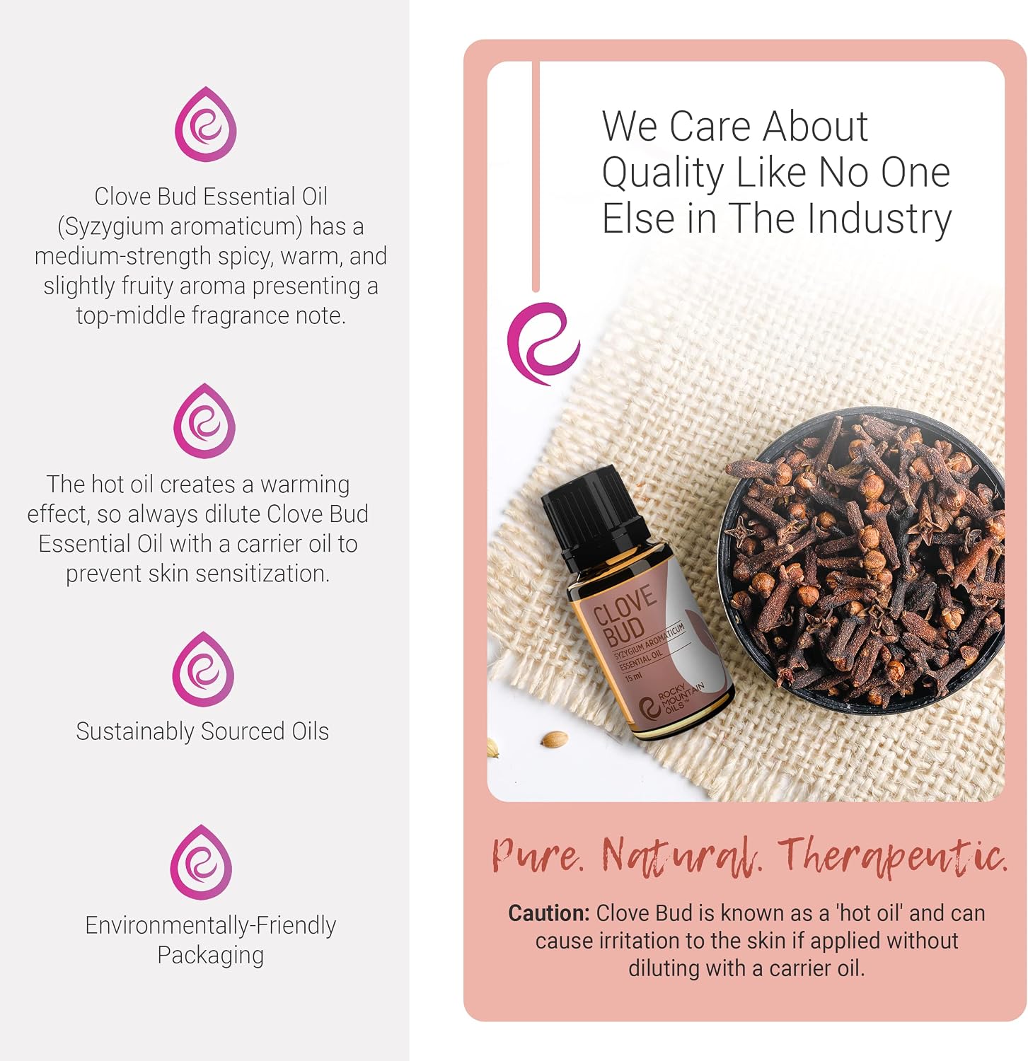 Rocky Mountain Oils Clove Bud Essential Oil - 100% Pure Natural Aromatherapy Oil for Diffusers, Home Scenting & Candle Making, DIY Blends, Home Fragrance, for Topical Massage Therapy - 15ml