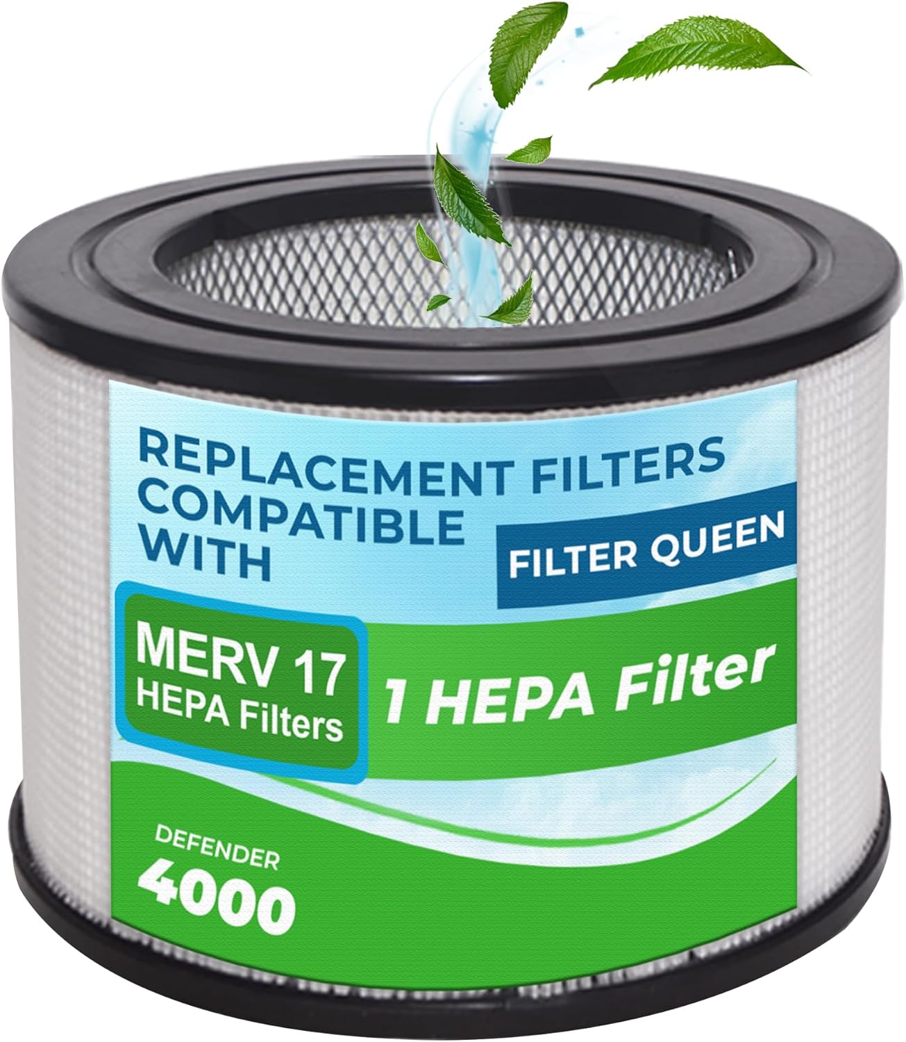 Breathe Naturally Replacement Filters Compatible with Filter Queen Defender 4000 Series Air Purifier - HEPA Filter - Carbon Activated Prefilters - 11.25"x8" (1 HEPA Filter)