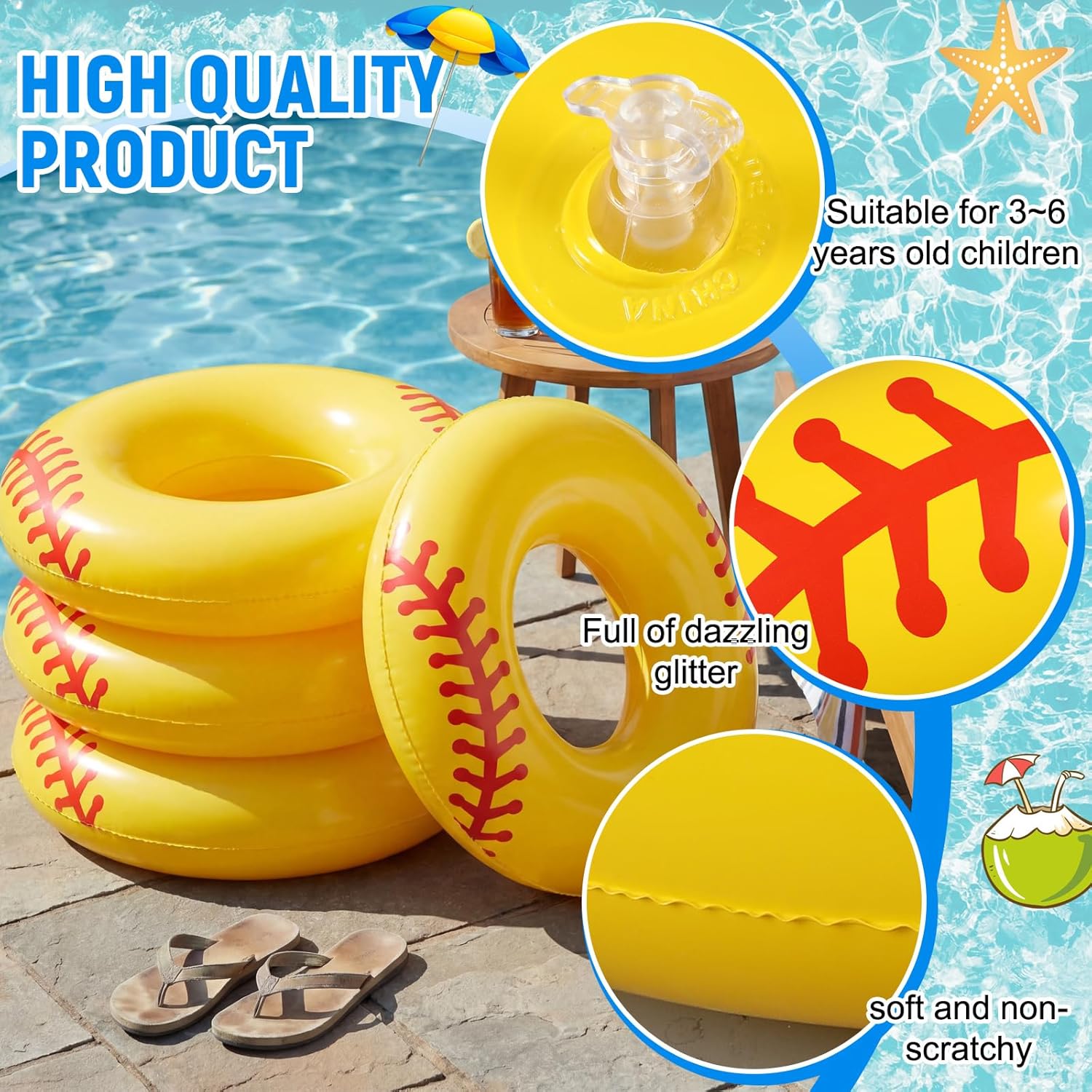 Simgoing 12 Pack Inflatable Pool Float for Kids 24 Inch Swimming Rings Inflatable Tubes Floaties Toys for Kids Adults Summer Beach, Lake, Pool Floaties Toys, Party Decorations