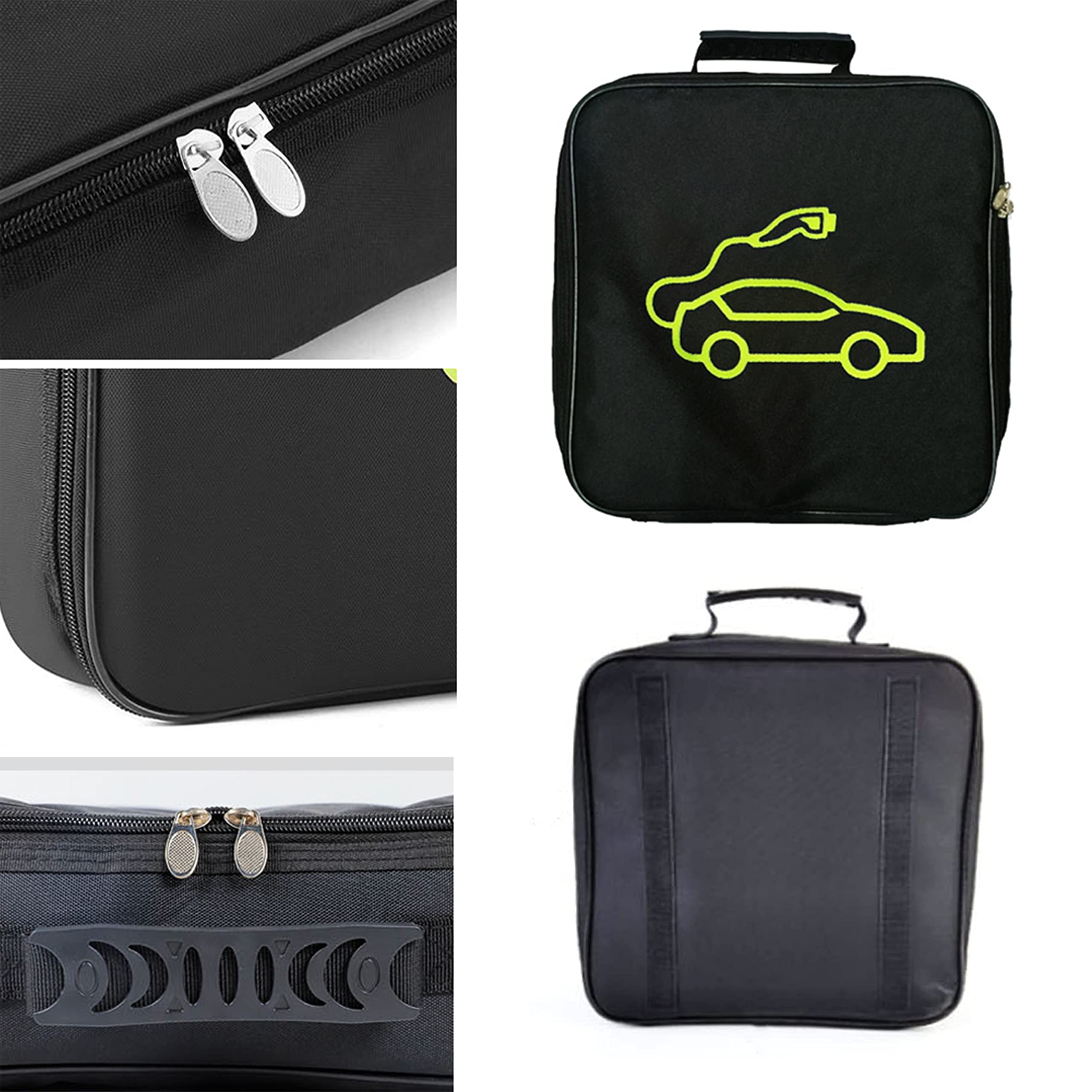 EV Cable Bag Storage & Organizer for Cables Cords and Hoses Portable EV Cable Jumper Storage Bag Electric Car Case Waterproof Flame Retardant Compatible with Tesla Volkswagen ID4 (Square)