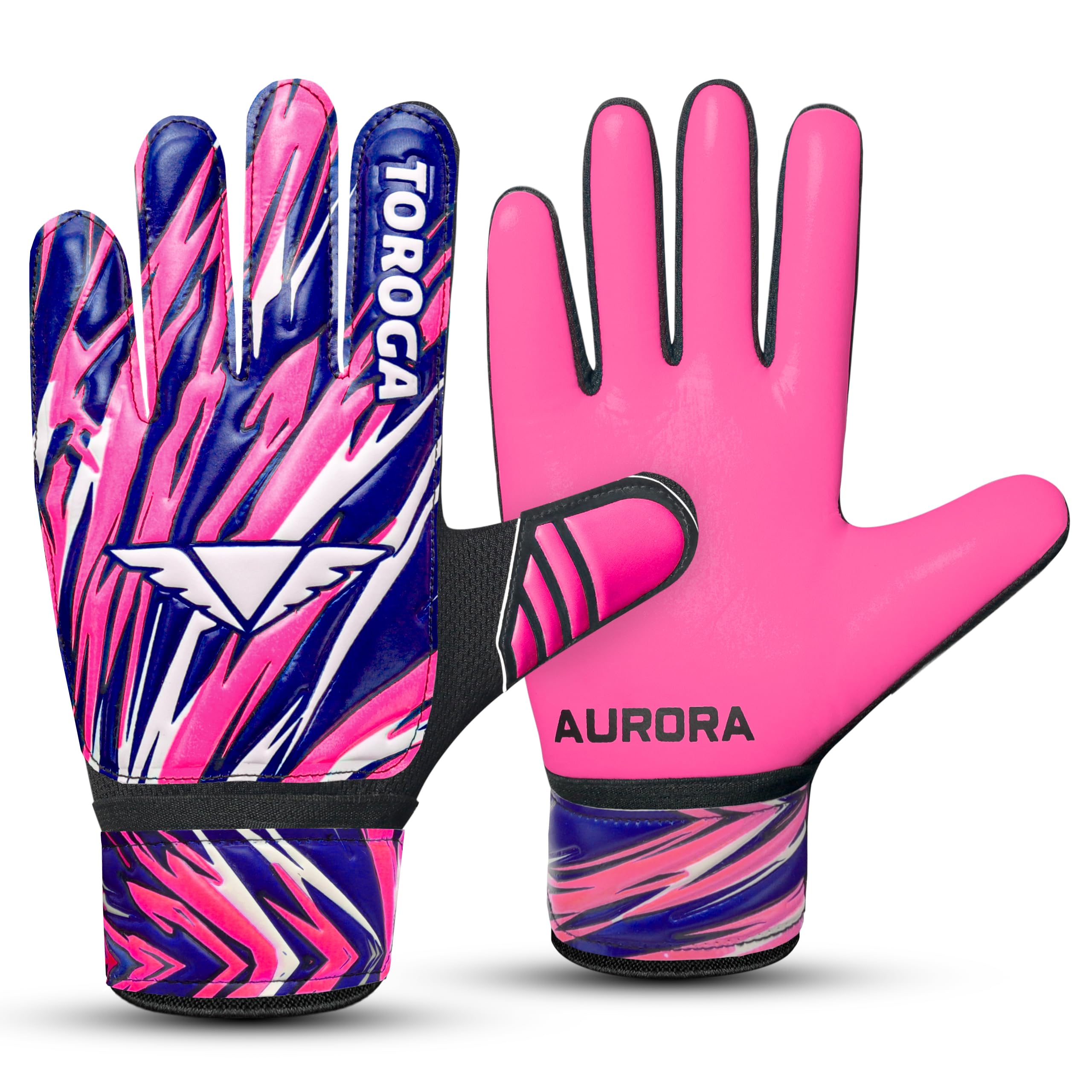 TOROGA Football Goalkeeper Gloves For Boys kids Children Youth Soccer Goalie Glove with Super Grip Palms (Pink, 2)