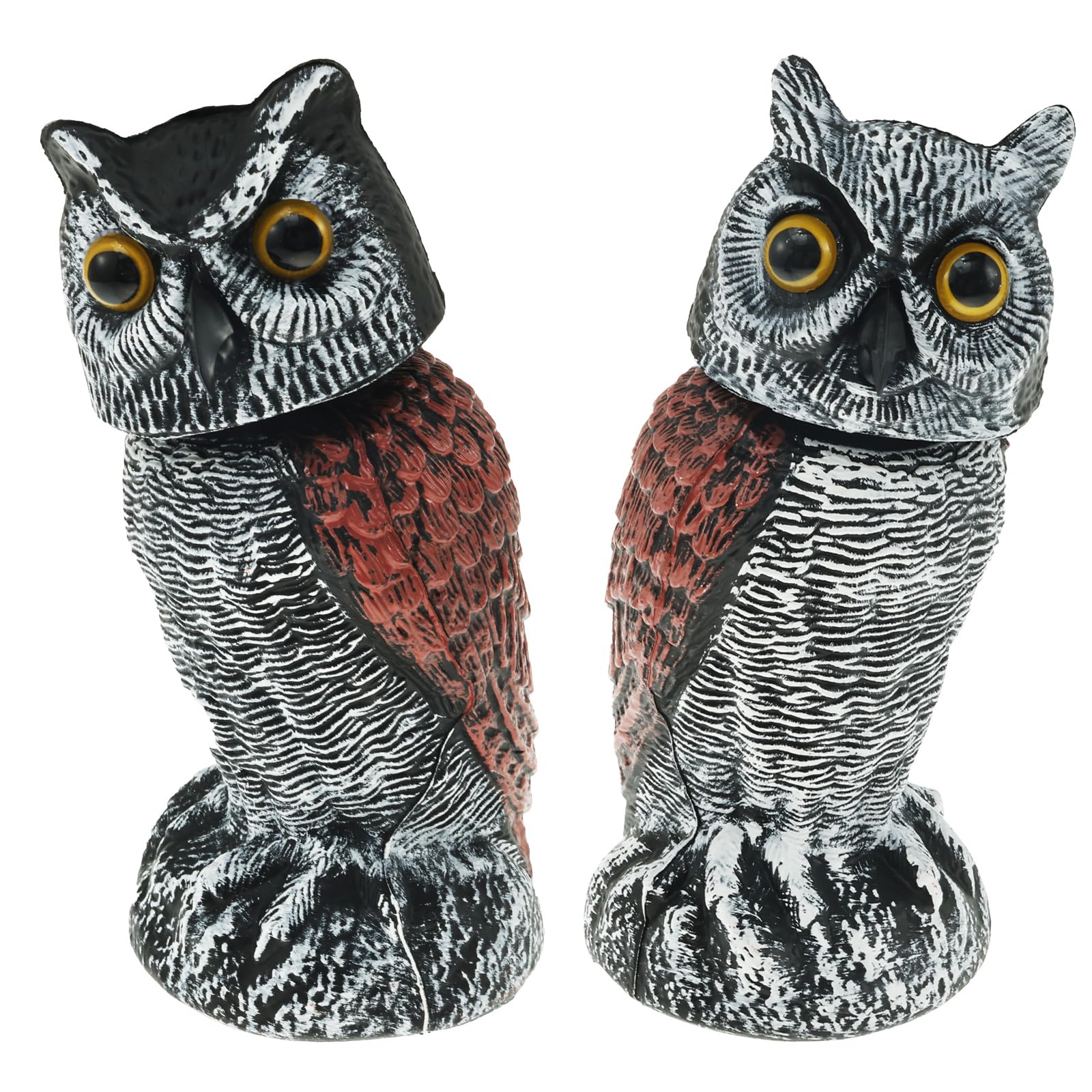 NIHUIFDPY 2Pack Fake Owl Decoys Motion Activated Owl Scarecrow with Shaking Head Simulation Owl Bird Deterrent Realistic Owl Statue to Frighten Birds for Outdoor Garden Yard Farm Orchard(Style B)