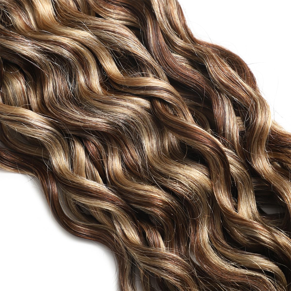 Extensiones de pelo con trenzas de cabello natural rizado marrón con rubio P4/27# 100% Remy extensiones de cabello rizado 100 g 45 cm/18 pulgadas