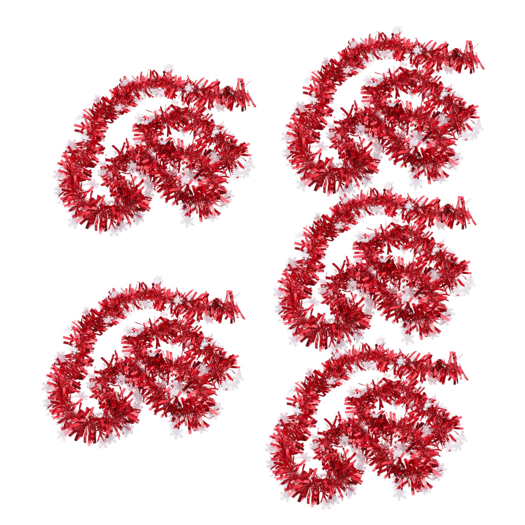 Ciieeo 5pcs Xmas Tinsel Garlands Snowflake Decorations for Wall Door Hanging Flexible Garland for Classroom Stage Vibrant Holiday Ornaments