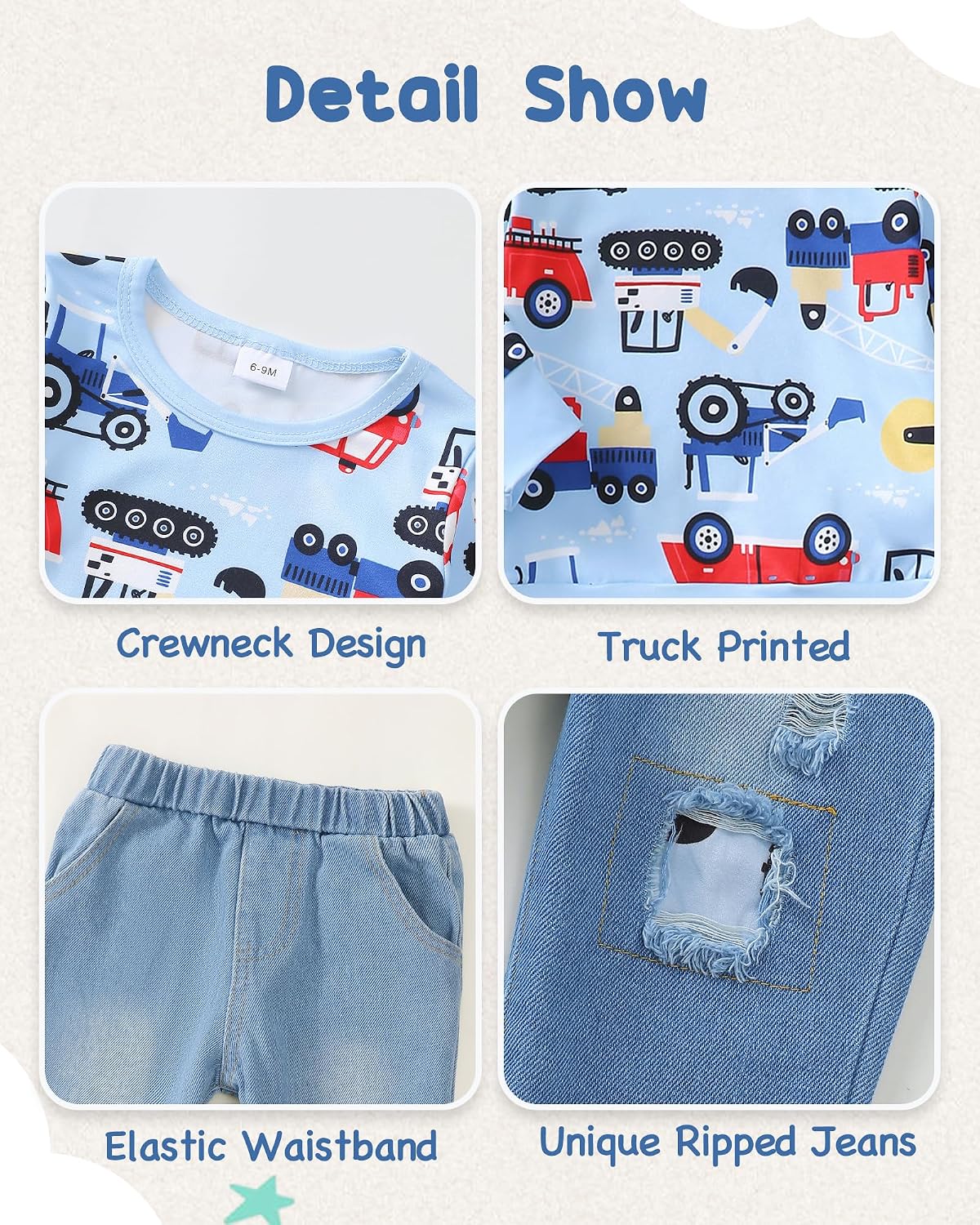 Toddler Baby Boy Clothes Fall Winter Outfits Long Sleeve Letter Printed Sweatshirt Pullover Tops + Jean Pants Set