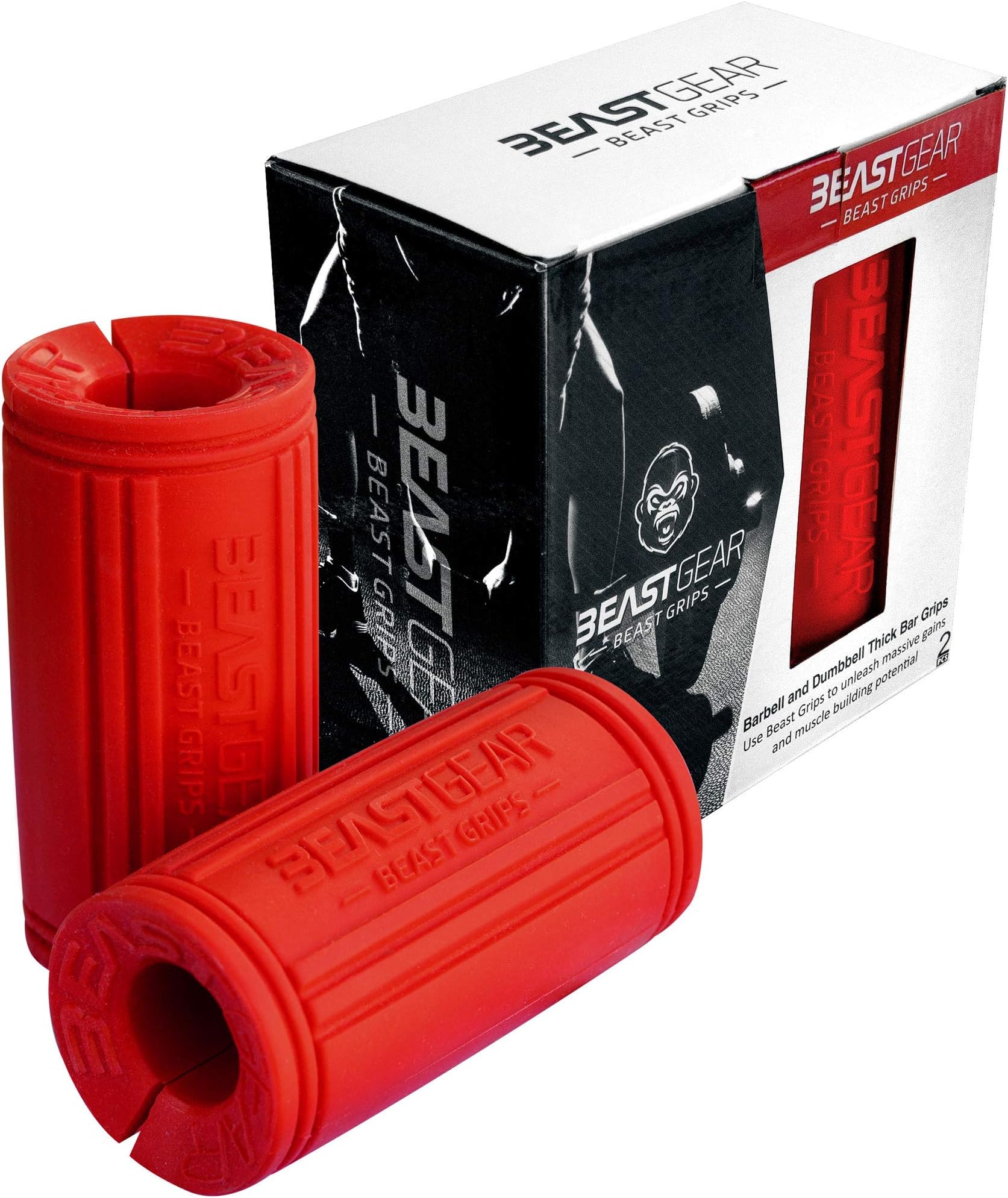 Beast Gear Grips by - Thick Bar / Fat Grips Adapter For Massive Arm And Muscle Building Gains