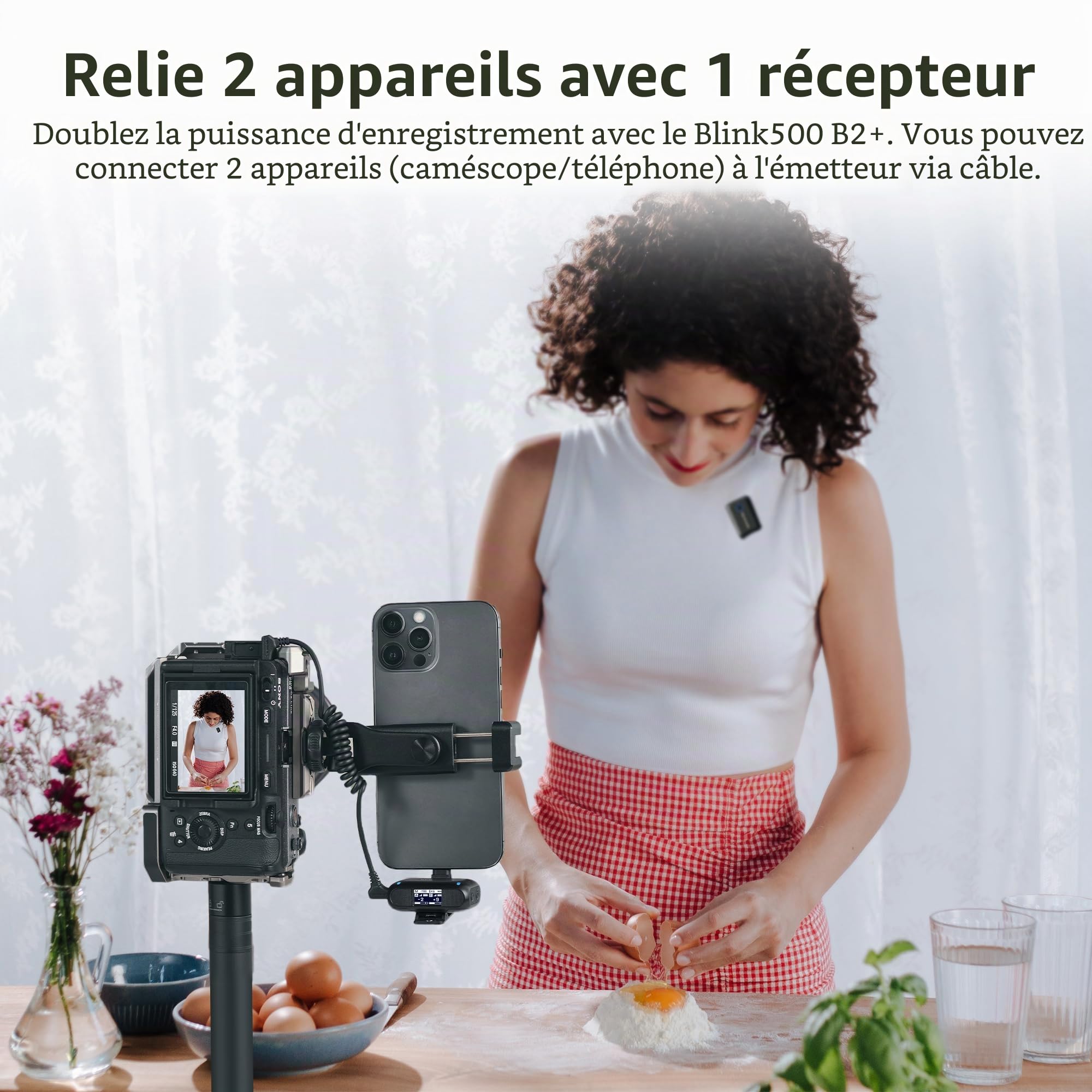 Saramonic Blink500B2+ Micro Cravate sans Fil pour iPhone/Téléphone Android/Caméra, Portée de 300M, Microphone Professionnel à Double avec Prise USB-C/3,5 mm/Lightning pour Enregistrement vidéo, Vlog