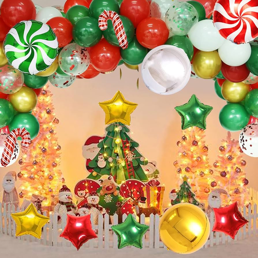 クリスマス バルーン グリーン Amazon | Bonropin クリスマスバルーン ガーランド アーチキット