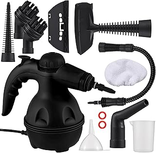 Dampfreiniger Handgerät 1000W - Tragbarer Steam Cleaner mit 9 Aufsätzen - Chemiefreie Reinigung für Bad, Küche, Fenster, Polster und Auto - 220-240V - Handdampfreiniger für Haushalt