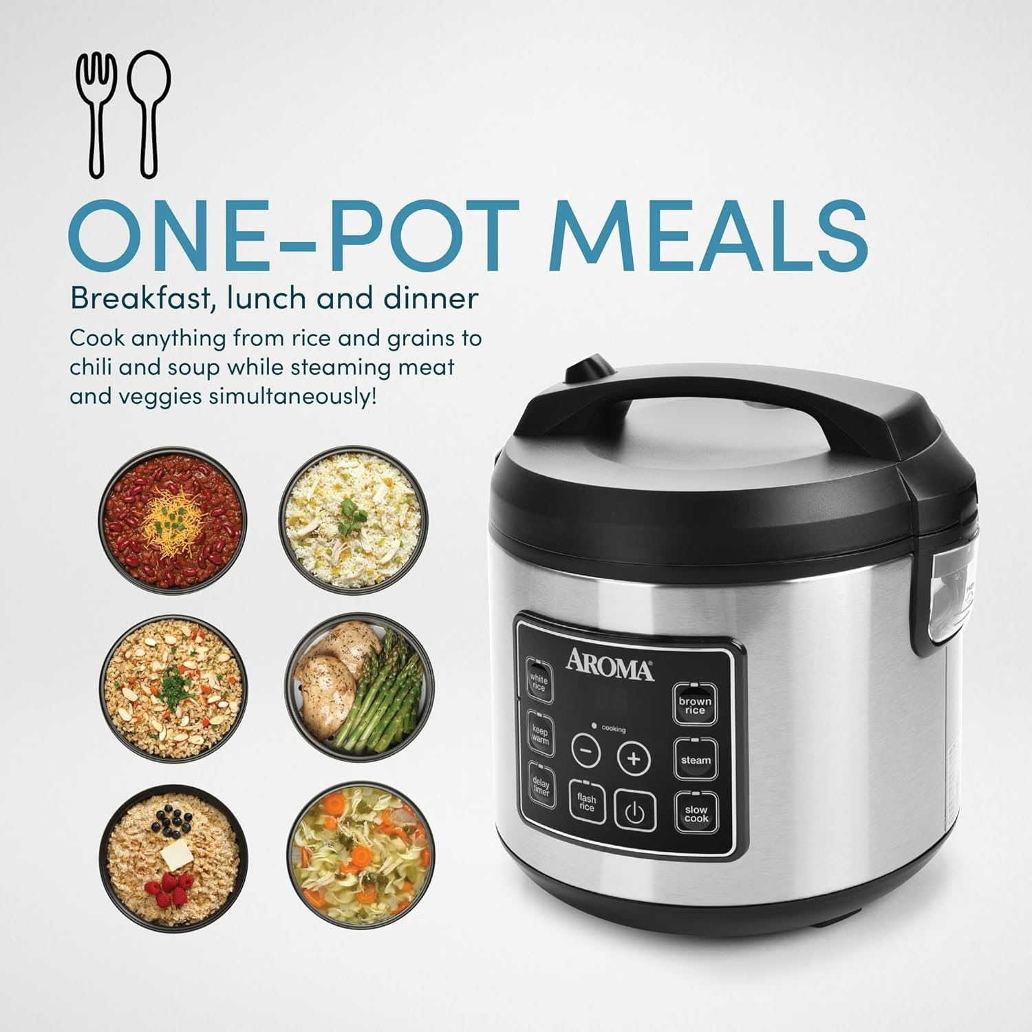 20-Cup Digital Rice & Grain Cooker, Multi-Cooker, 8X Bonded Granite Coating, Silver (Renewed)