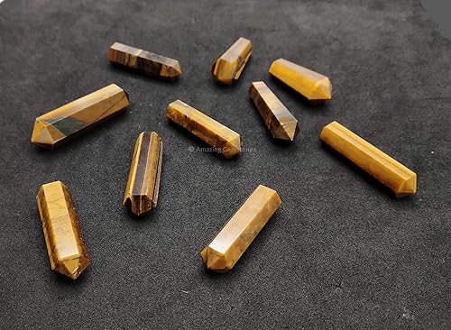 Miniatura 3 de Piedras preciosas de punta de lápiz de cristal, cristales curativos para bricolaje colgante, collar, fabricación de joyas, Ojo de Tigres