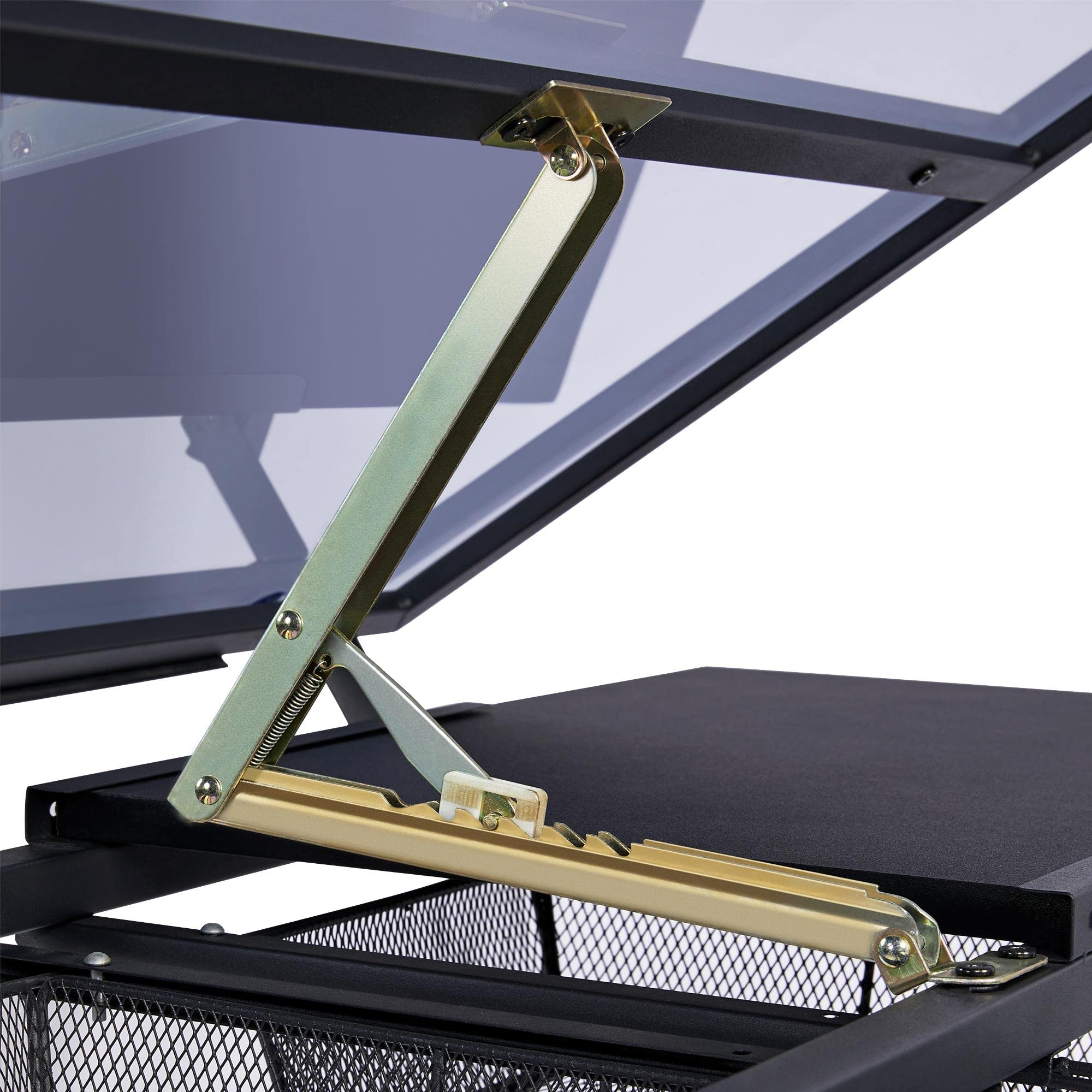 Abician Table à Dessin Inclinable en Verre avec Tabouret Bureau à Dessin Réglable en Hauteur et 2 Tiroirs de Rangement pour Adulte, Noir