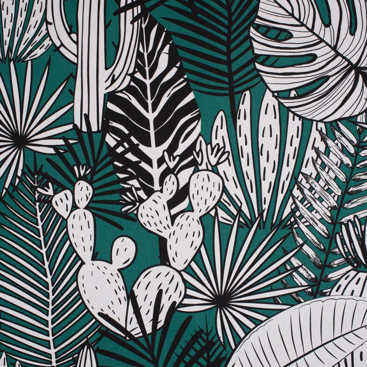 Schöner Life - Paraspifferi a forma di cactus, foglie di palma, verde, bianco e nero, diverse misure, lunghezza a scelta: 90 cm