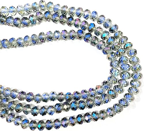 Miniatura 2 de Niziky 330 cuentas de cristal Briolette, cuentas espaciadoras de Rondelle facetadas azules de 0.315 pulgadas para hacer joyas, proyectos de