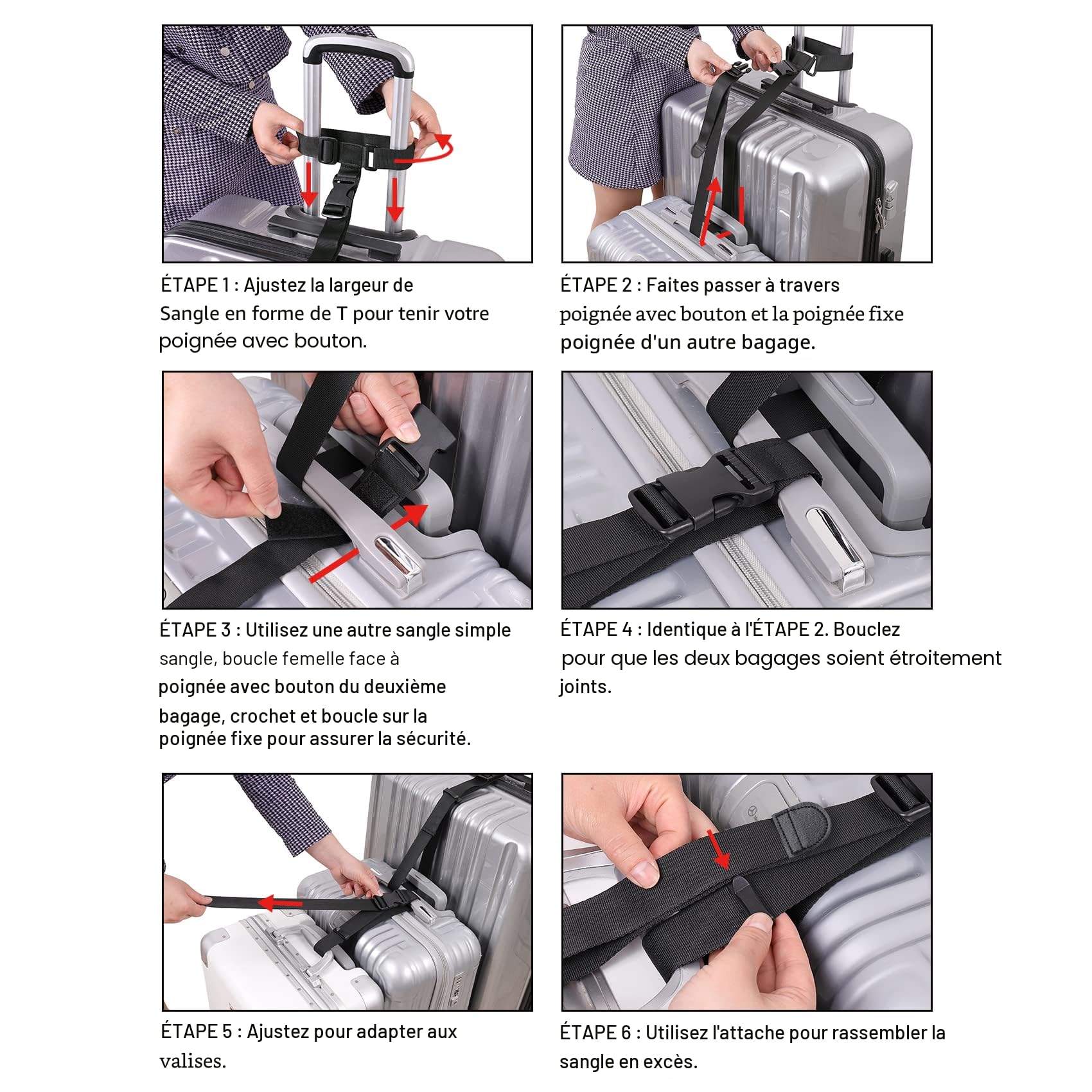 sourcing map Sangle bagage 1,5m Longueur Réglable