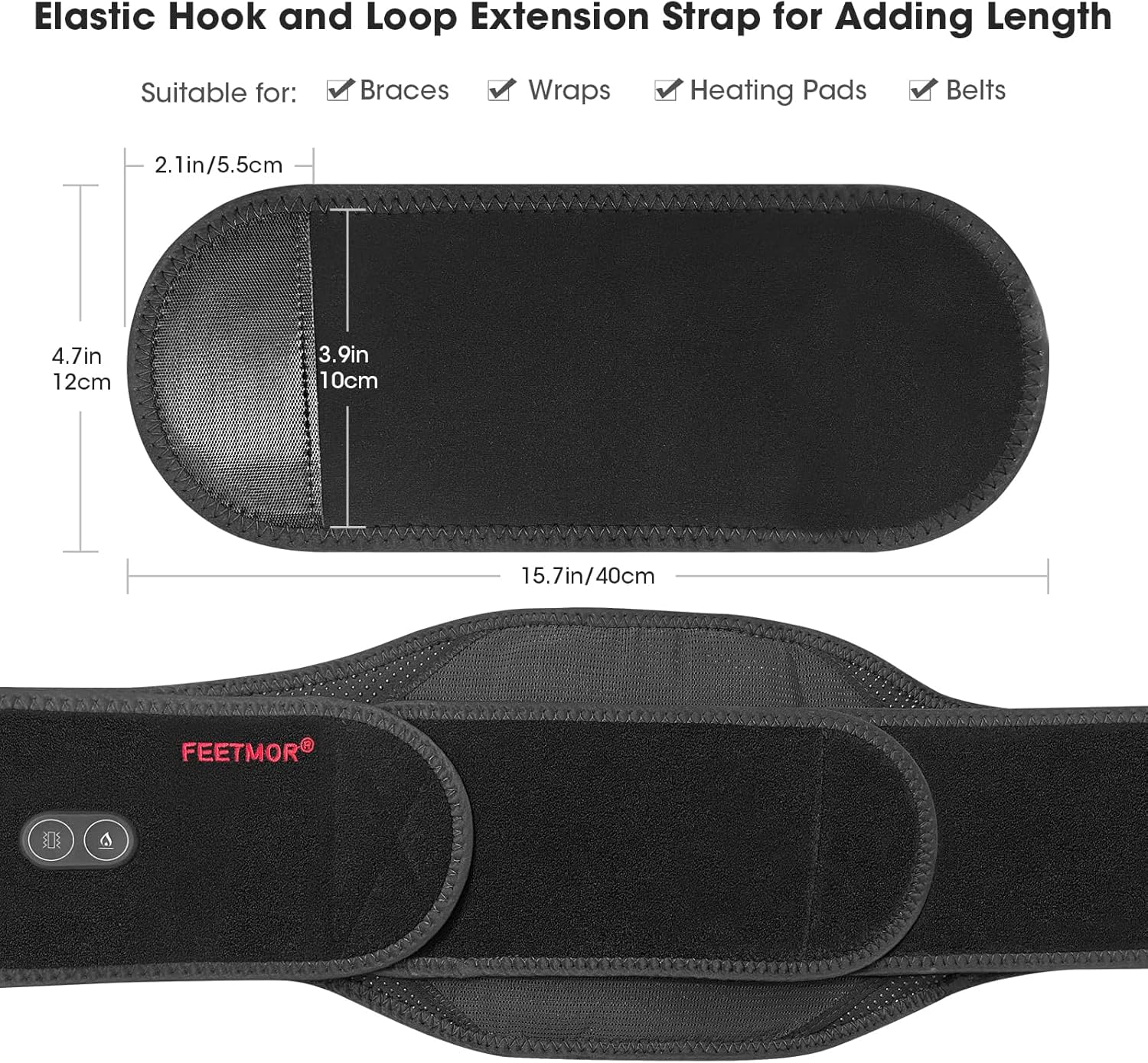 Ice Pack Extender Strap;Multi-Purpose Extension Belt; Heating Waist Belt Extension Belt - (15.7"x4.7")
