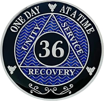 Simply Minimal AA 36 Year Recovery Silver Color Plated Medallions Alcoholics Anonymous Coins