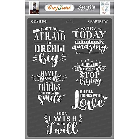Hioph Inspirational Word Painting Stencils Reusable Motivational ...