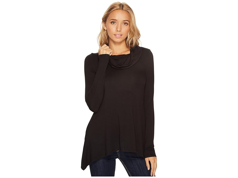 

Ivanka Trump Cowl Neck Knit Long Sleeve Pullover Shirt (Black) Women's Long Sleeve Pullover