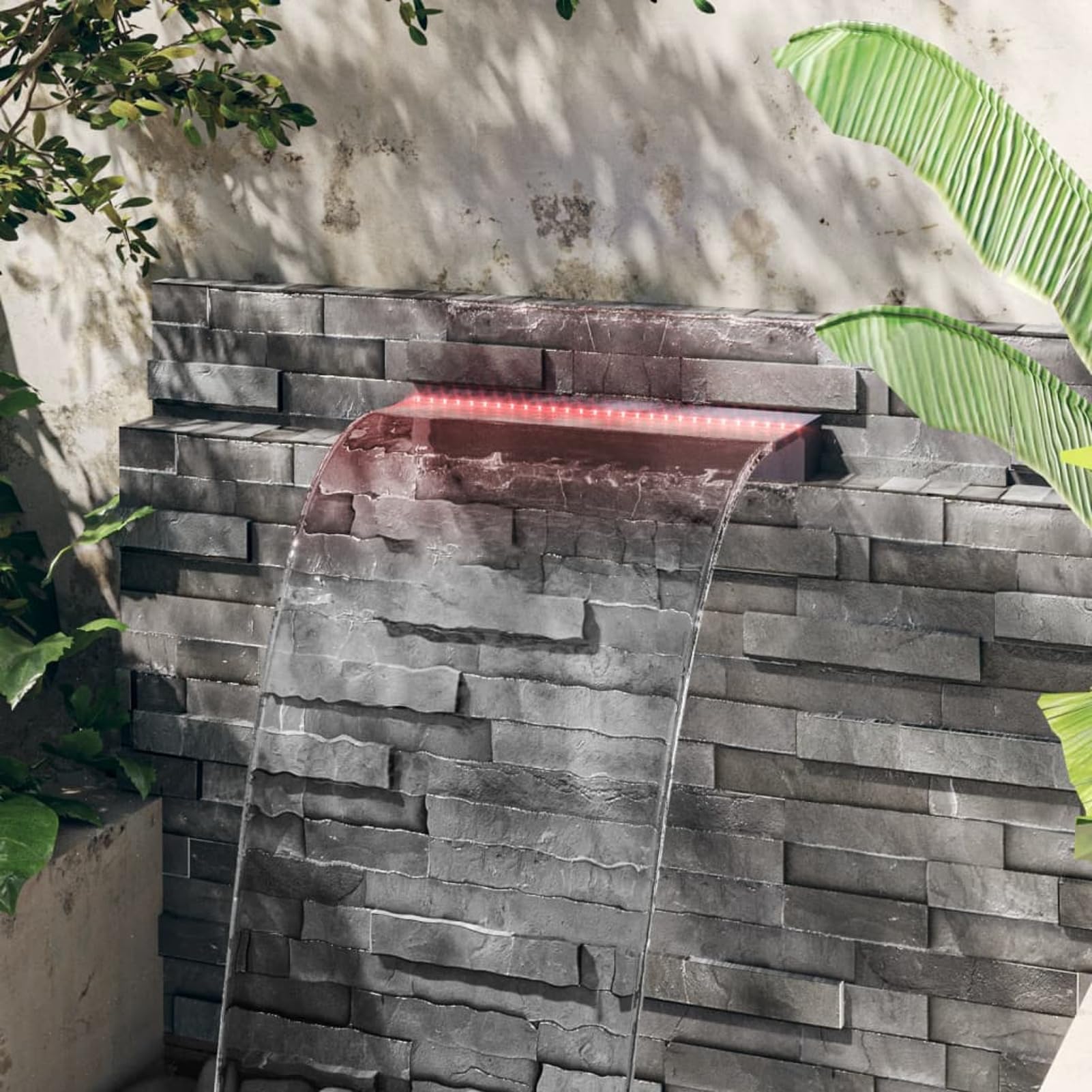 Fuente Cascada conRGB acrílico 60 cm, Cascadas para Piscinas, Fuente Piscina, Fuente Jardin, Estanque Jardin, Fuente Cascada, Cascada Estanque - SPU:151403