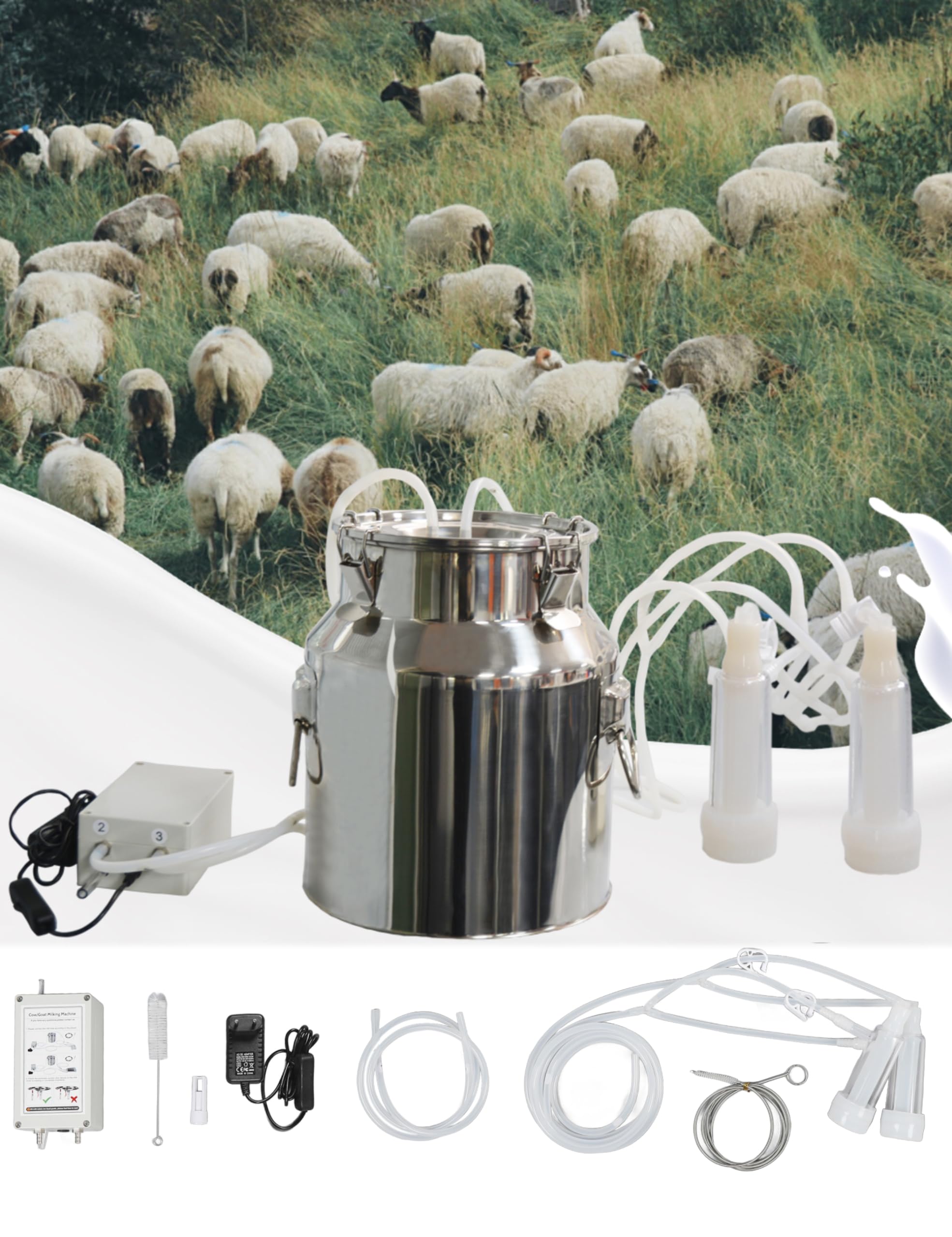 Elektrische Melkmaschine Für Kühe & Ziegen - Tragbar Mit Pulsator & Vakuumpumpe Für Effizientes Melken