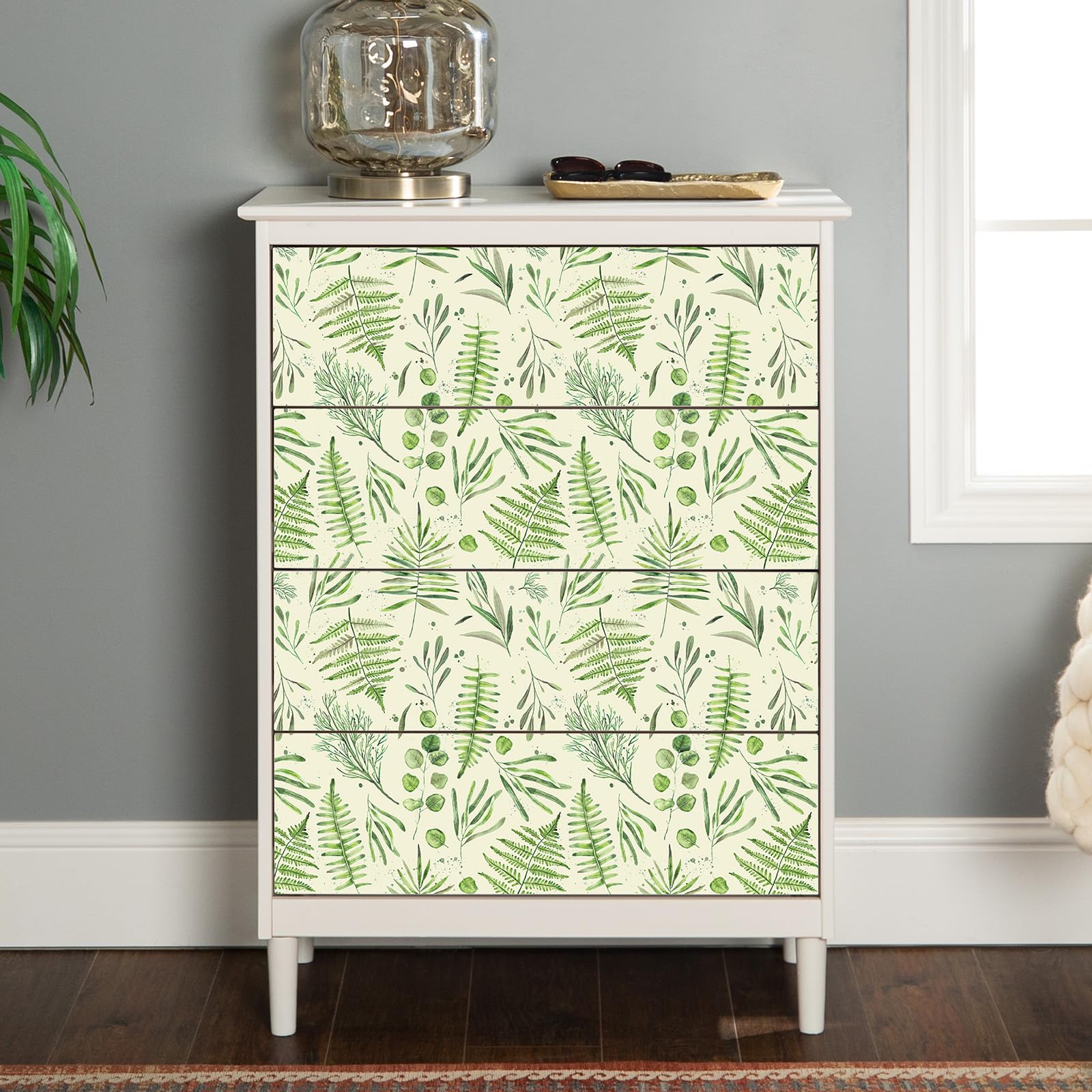 Zielony liść papier kontaktowy tropikalne rośliny odklej i naklej tapeta wodoodporna samoprzylepna usuwalna tapeta ścienna na blat meble do sypialni. 44 cm x 305 cm