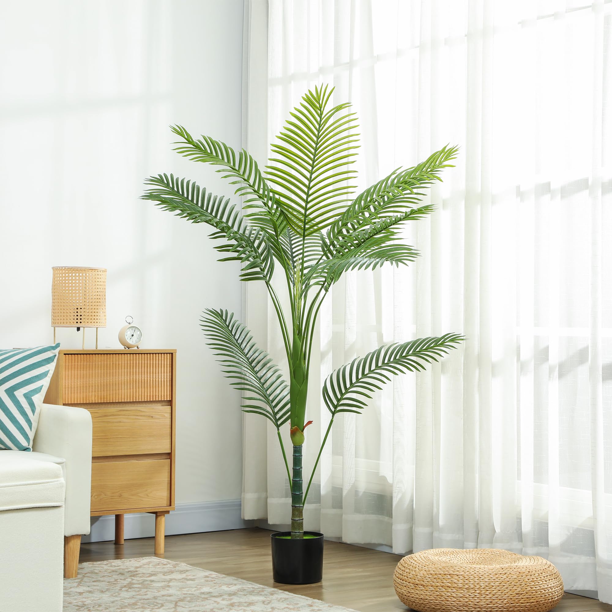 HOMCOM Pianta Finta di Palma Areca Alta 150 cm Realistica per Interni Verde
