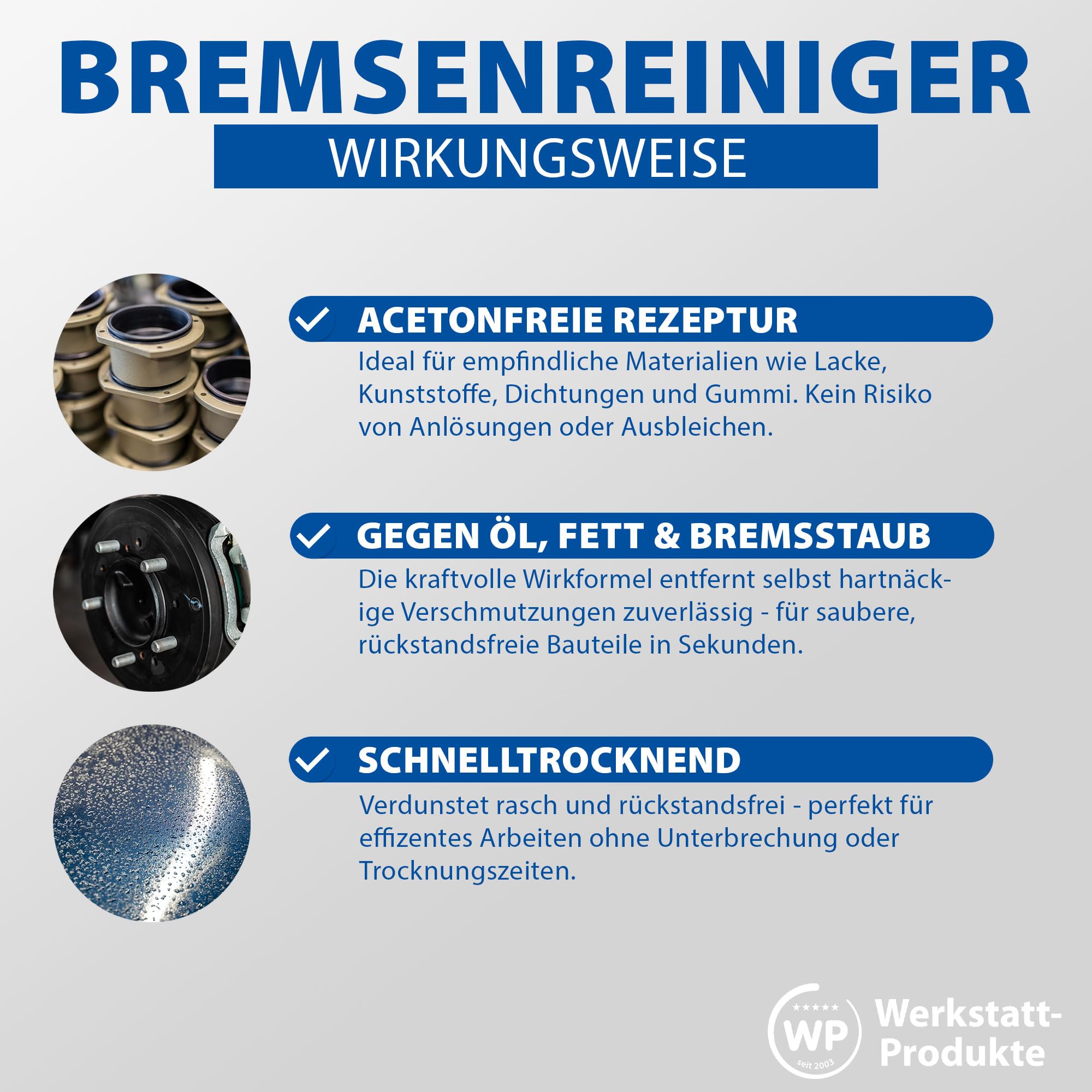 MW 24x WP Bremsenreiniger 500 ml Acetonfrei Teilereiniger entfettet rückstandsfrei 360° Sprühventil silikonfrei