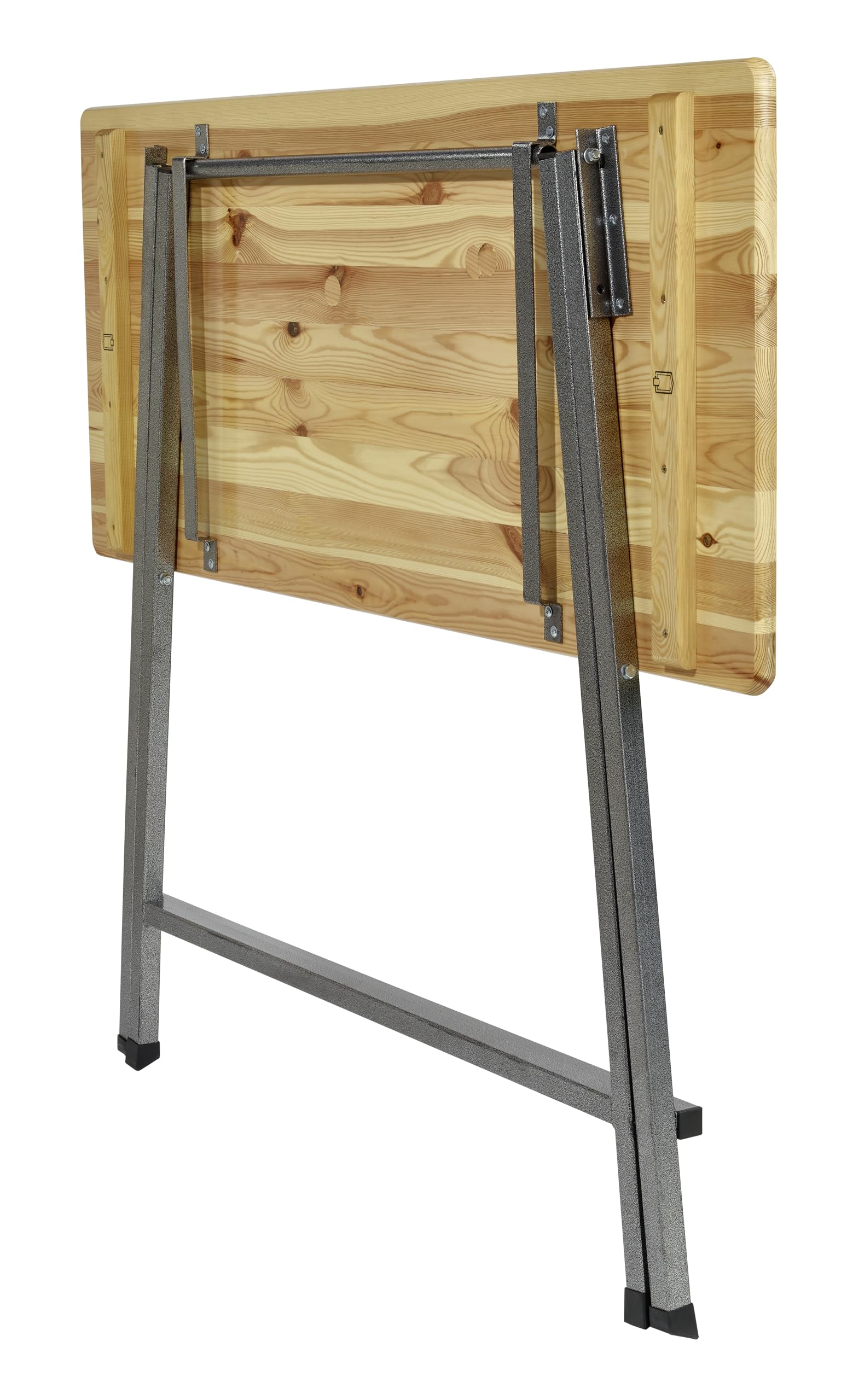METRO Professional Outdoor Stehtisch, Kiefernholz/Stahl, 140 x 60 x 110 cm, Wetterbeständig, Klappbar, Rechteckig, Braun Garten