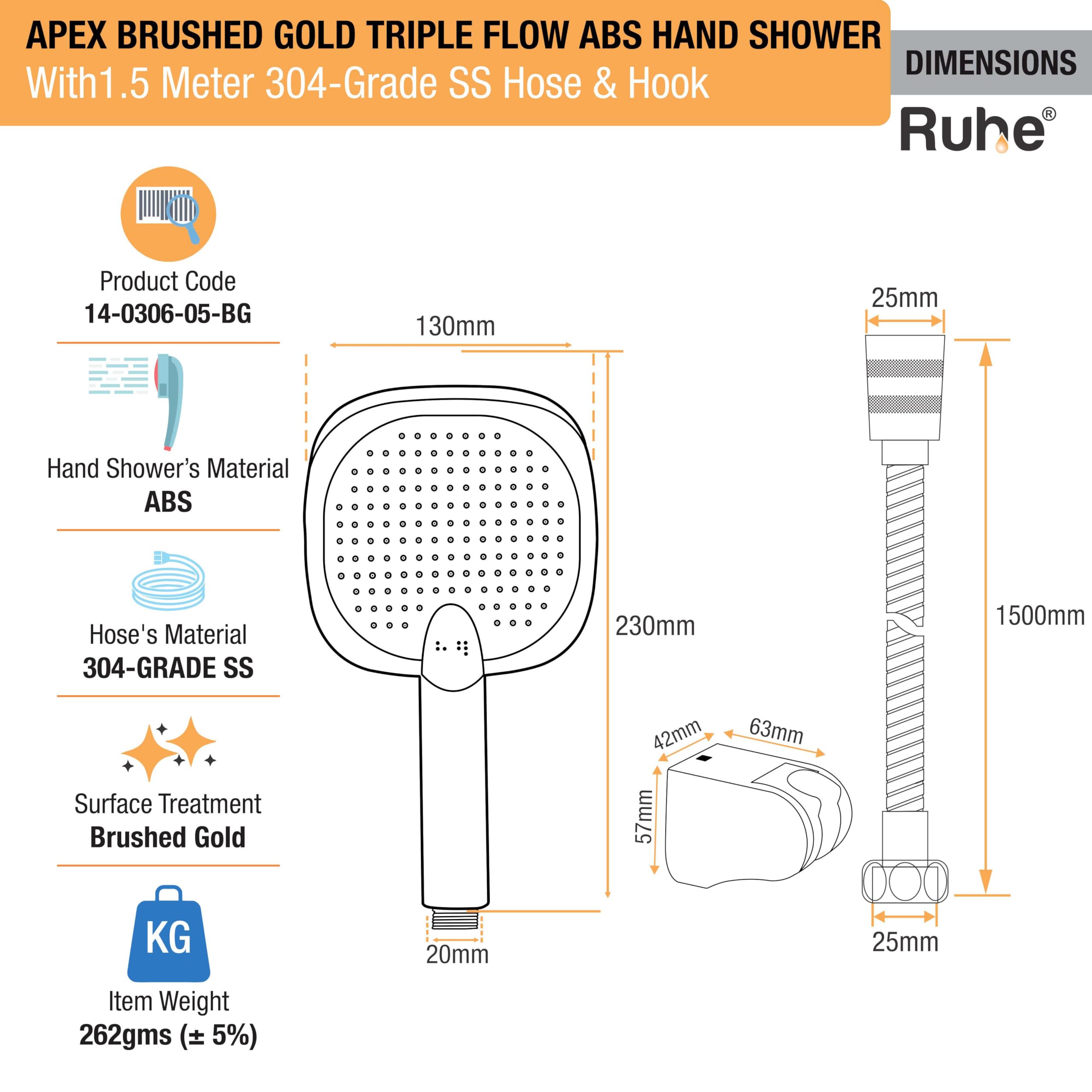 Ruhe Apex Handheld Shower - Brushed Gold -2