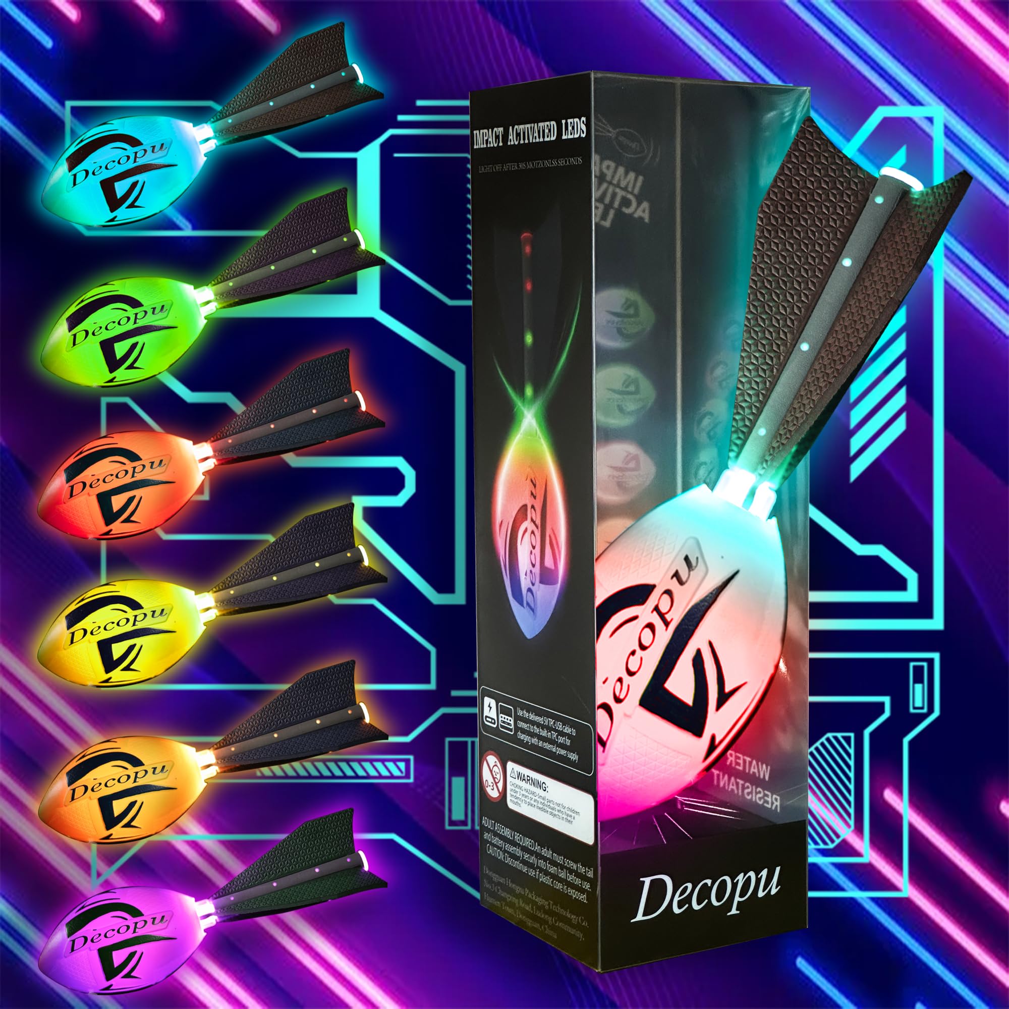 2025 Latest Light Up Football-Glow in The Dark Ball-Rechargeable-Vibration color change-Outdoor Sports Birthday&Summer Gifts for Boys 6-8 8-12 13+ Year Old-gift for teen boys age 8 9 10 11 12 13 14 15