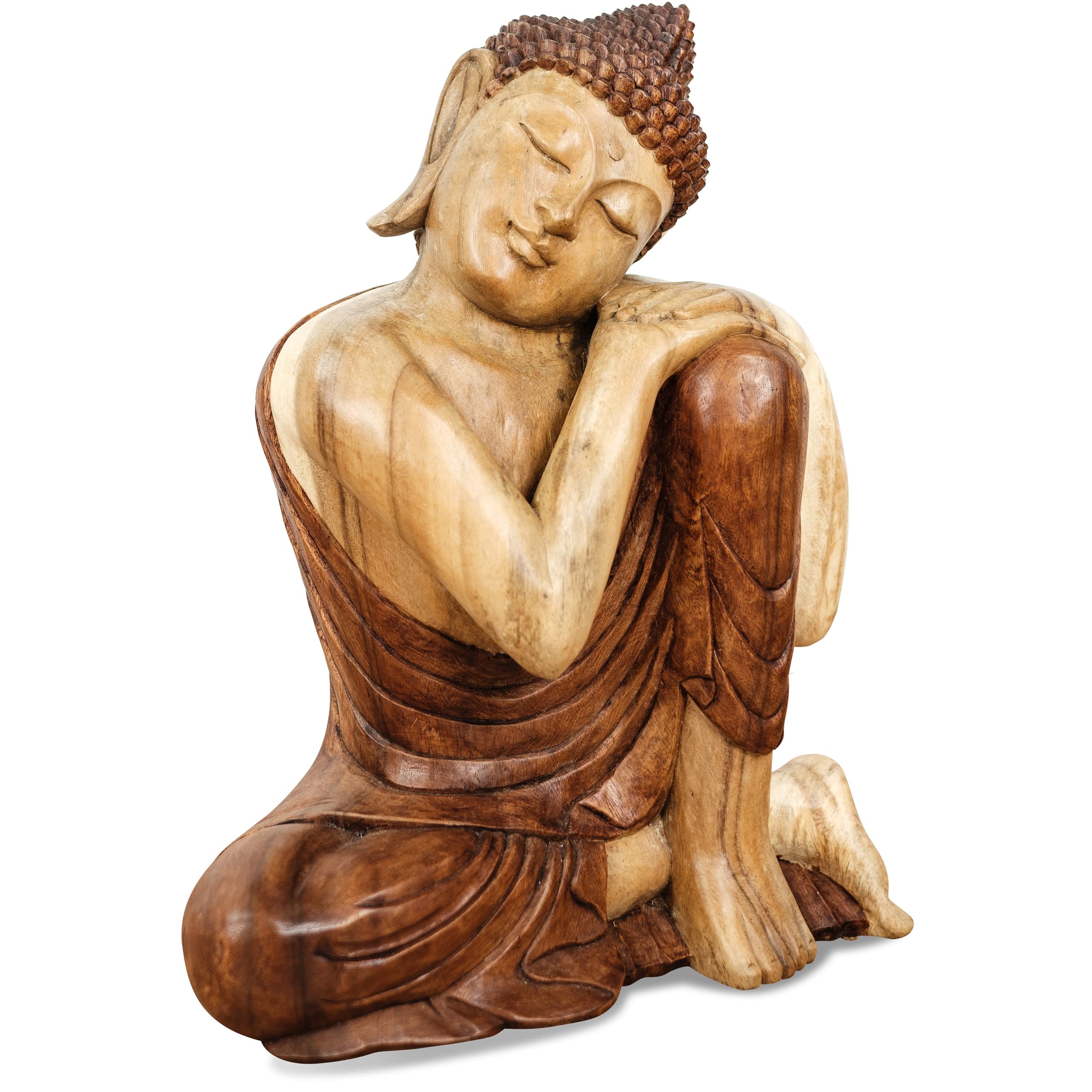 Livasia Bouddha en Bois de Bali, Statue bouddhique, Sculpture en Bois Massif, Durable et Fait Main (50 cm)