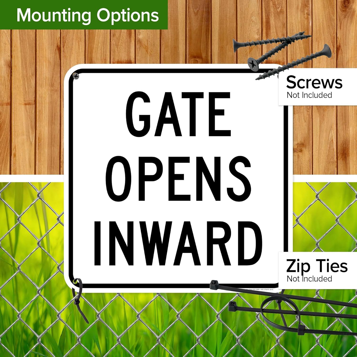 Gate Opens Inward Sign, 18x18 Inches, 55 mil thick HDPS (high density polystyrene), Made in USA by My Sign Center