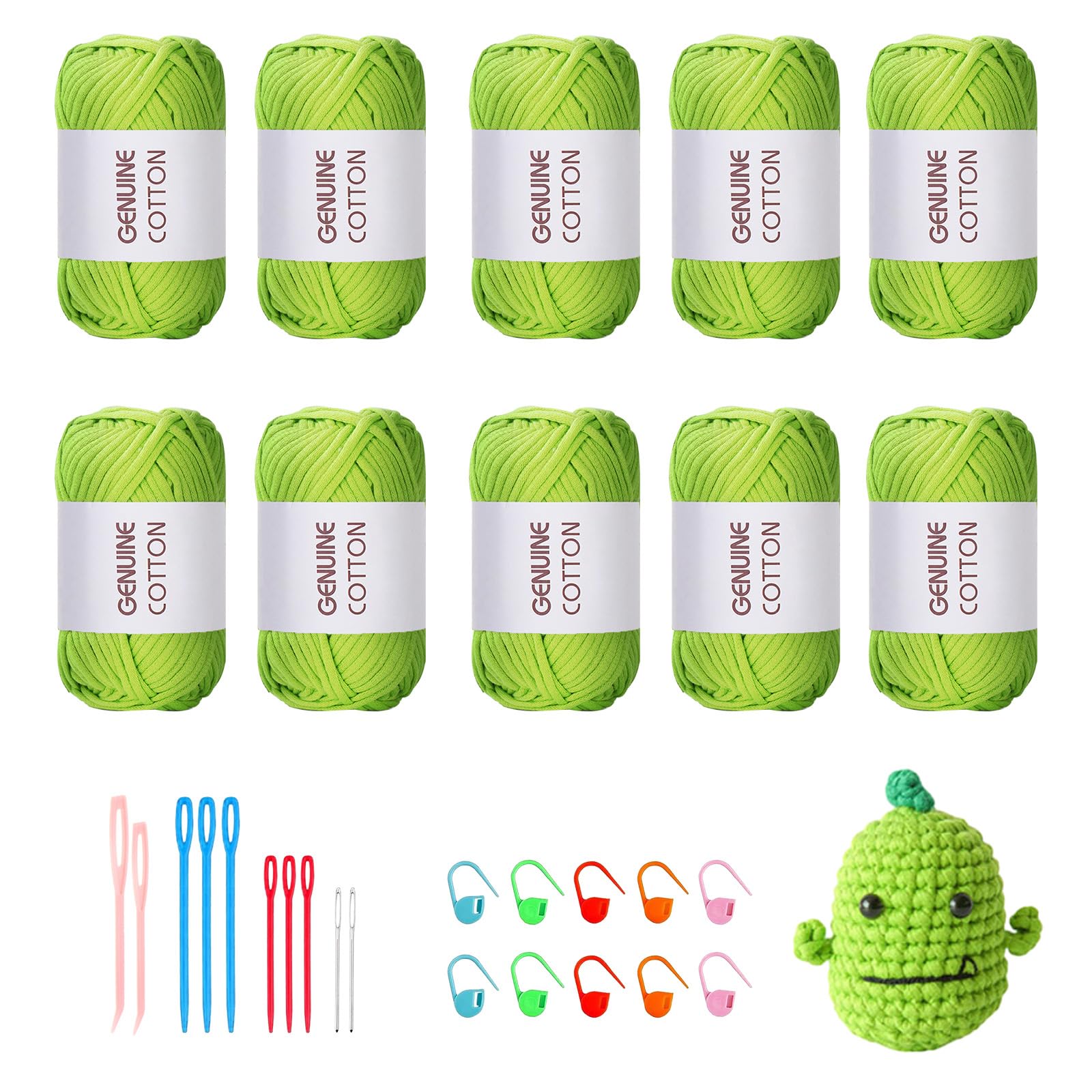 Maxee 5X50g Dickes Garn Baumwolle zum Häkeln, Chunky Häkelgarn für Anfänger, Kein Geteiltes Häkeln Amigurumi Wolle, Klobiges Baumwollgarn Einfaches Strickgarn zum Häkeln Stricke