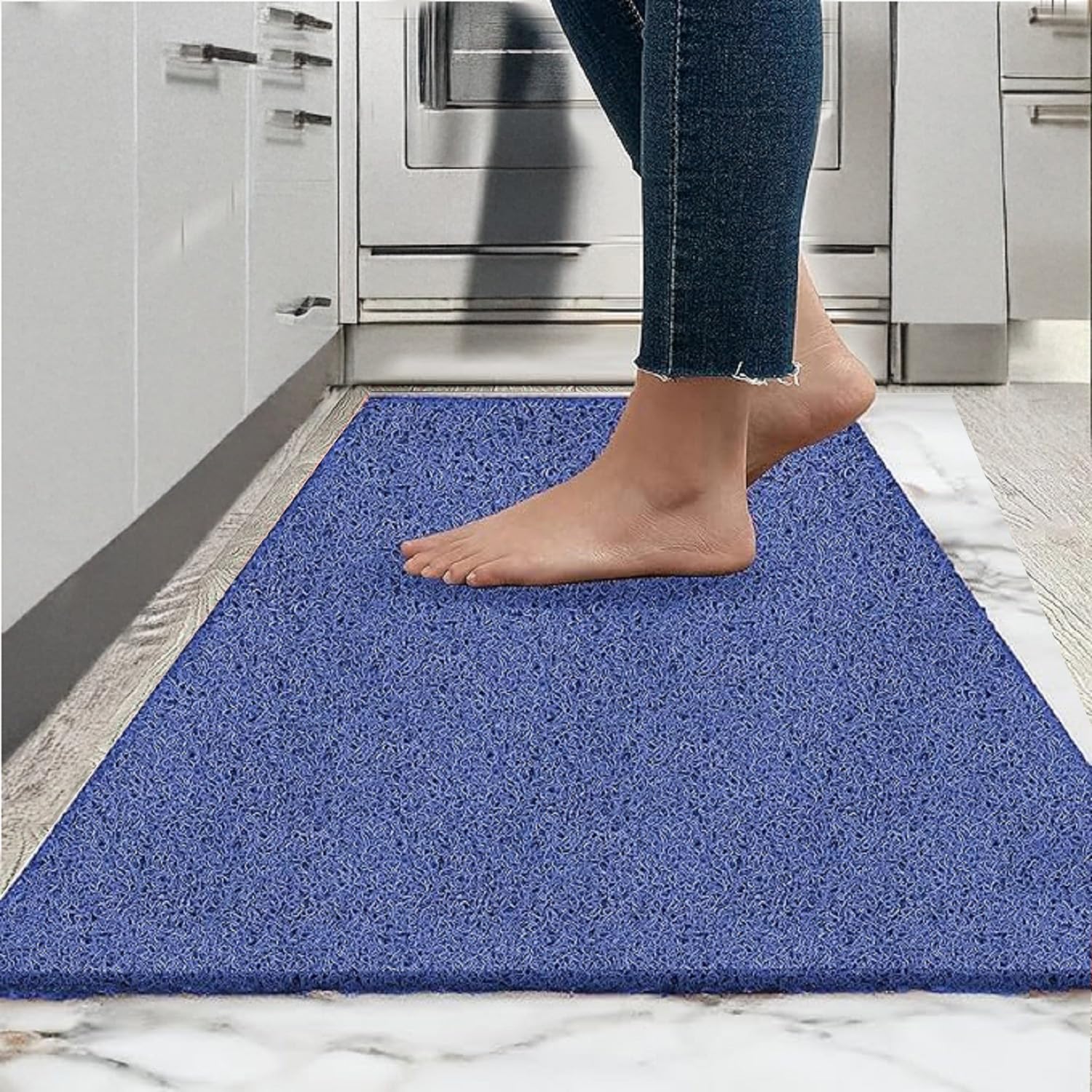 VNQ! Cushion Noodle Mat for Home Entrance, Heavy Indoor Outdoor Anti Slip PVC Floor Mat for Bedroom, Kitchen, for Bathroom, Doors, Office, Door Mat, Bath Mat Colour Blue|(2X12 Feet)