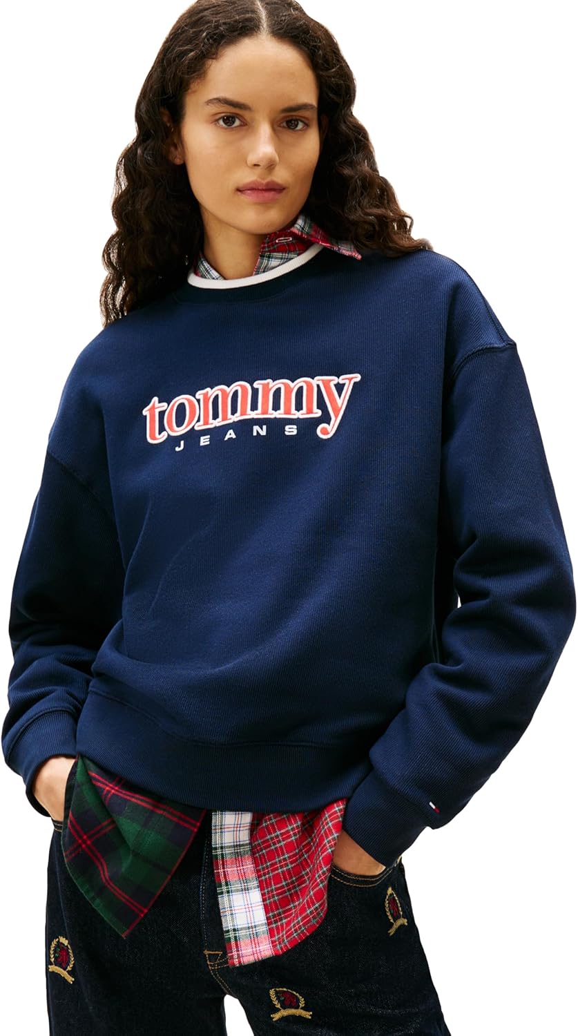 Tommy Jeans Women's Medium Weight Pullover Crewneck With Applique Logo Detail