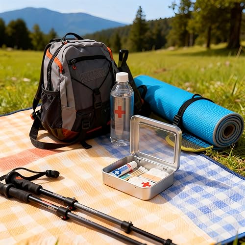 Miniatura 29 de Paquete de 12 latas rectangulares vacías de almacenamiento de metal con tapas transparentes con bisagras para ventanas para objetos pequeños y otros