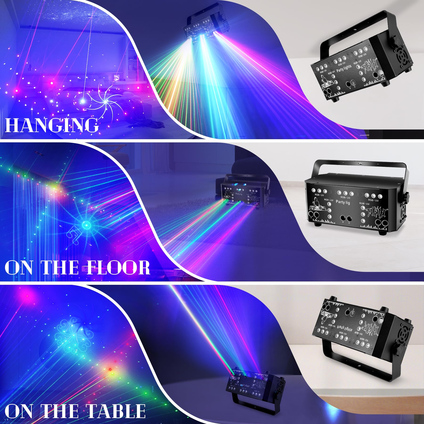 Światła imprezowe, 21 oczu RGB UV stroboskopowy efekt świetlny na imprezę, z pilotem zdalnego sterowania, DMX512, sterowane muzyką, oświetlenie dyskotekowe, do baru, klubu, na spotkania