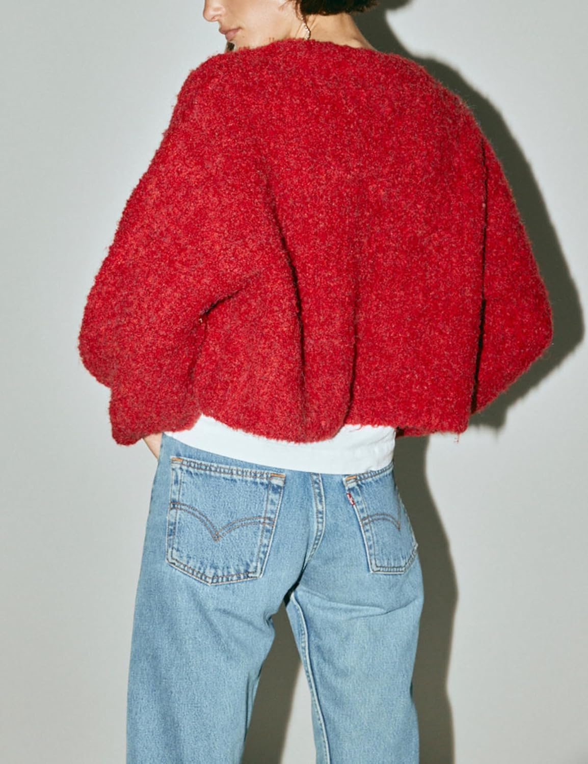 Lviefent Women Knit Cardigans Fluffy Casual Open Front Button Down Long Sleeve Cropped Sweater Jacket Outwear - Image 5