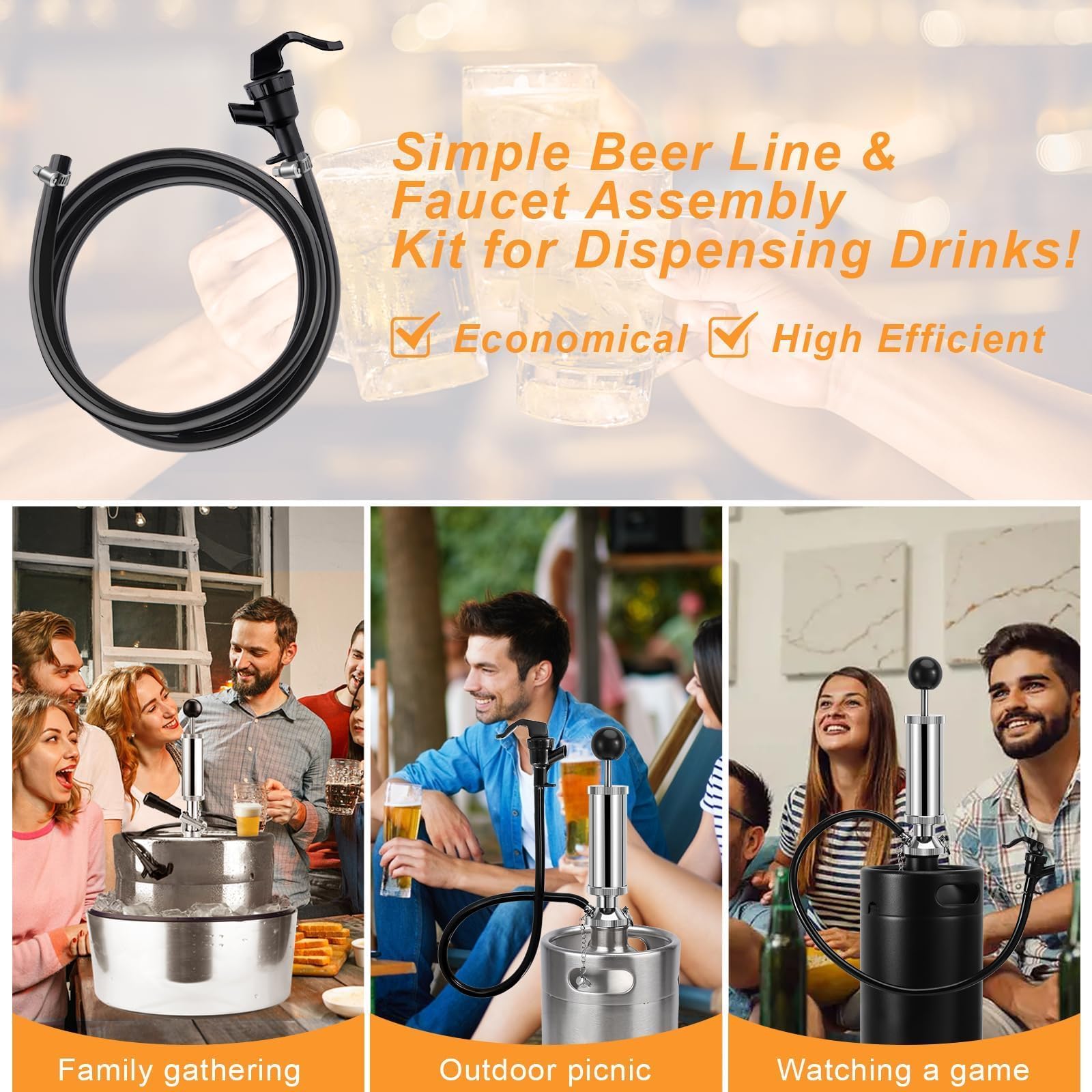 MRbrew 2 Pcs 3FT Beer Tap Tubing, Beer Hose Replacement Kit for Keg Pump Keg Tap, 3/16