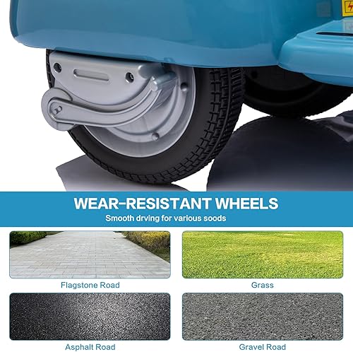 Miniatura 5 de Motocicleta de tres ruedas para niños con coche lateral y altavoz, juguete recargable (azul)